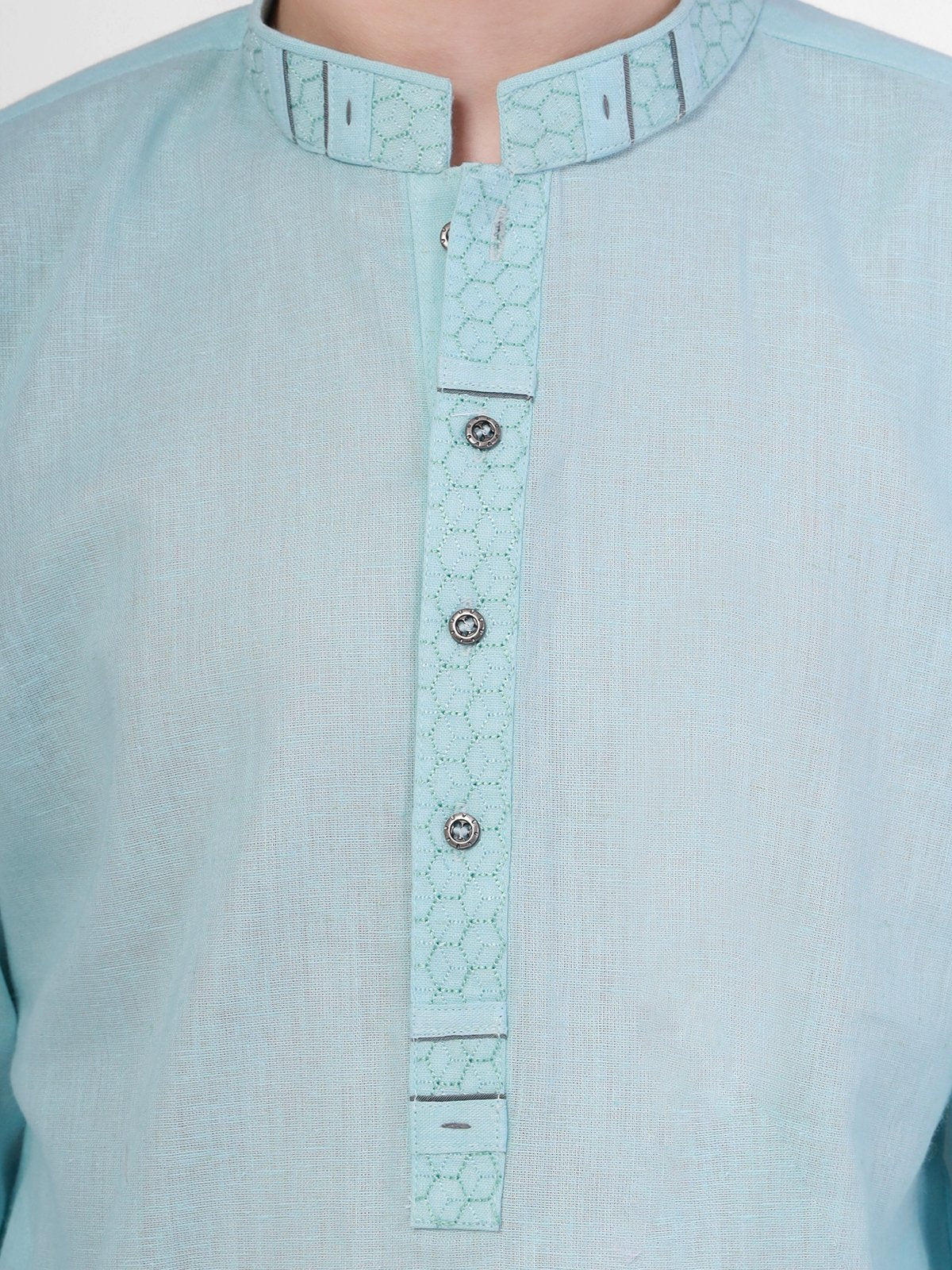 Embroidered Linen Kurta - EBTK21-3763 - Image 3