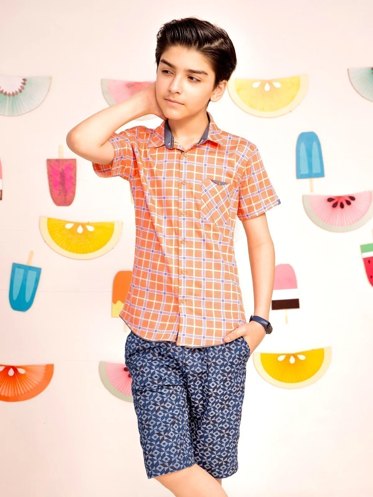 Half Sleeves Check Shirt - EBTS21-27316