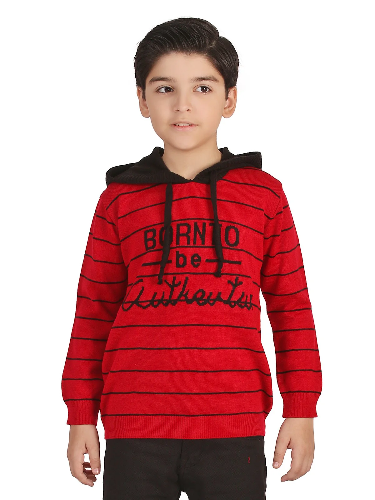 Hooded Collar Striped Sweater - EBTSWT19-014 - Image 2