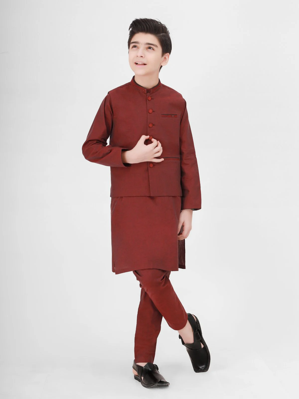 Embroidered Cotton Waistcoat Suit - EBTWCS21-25148