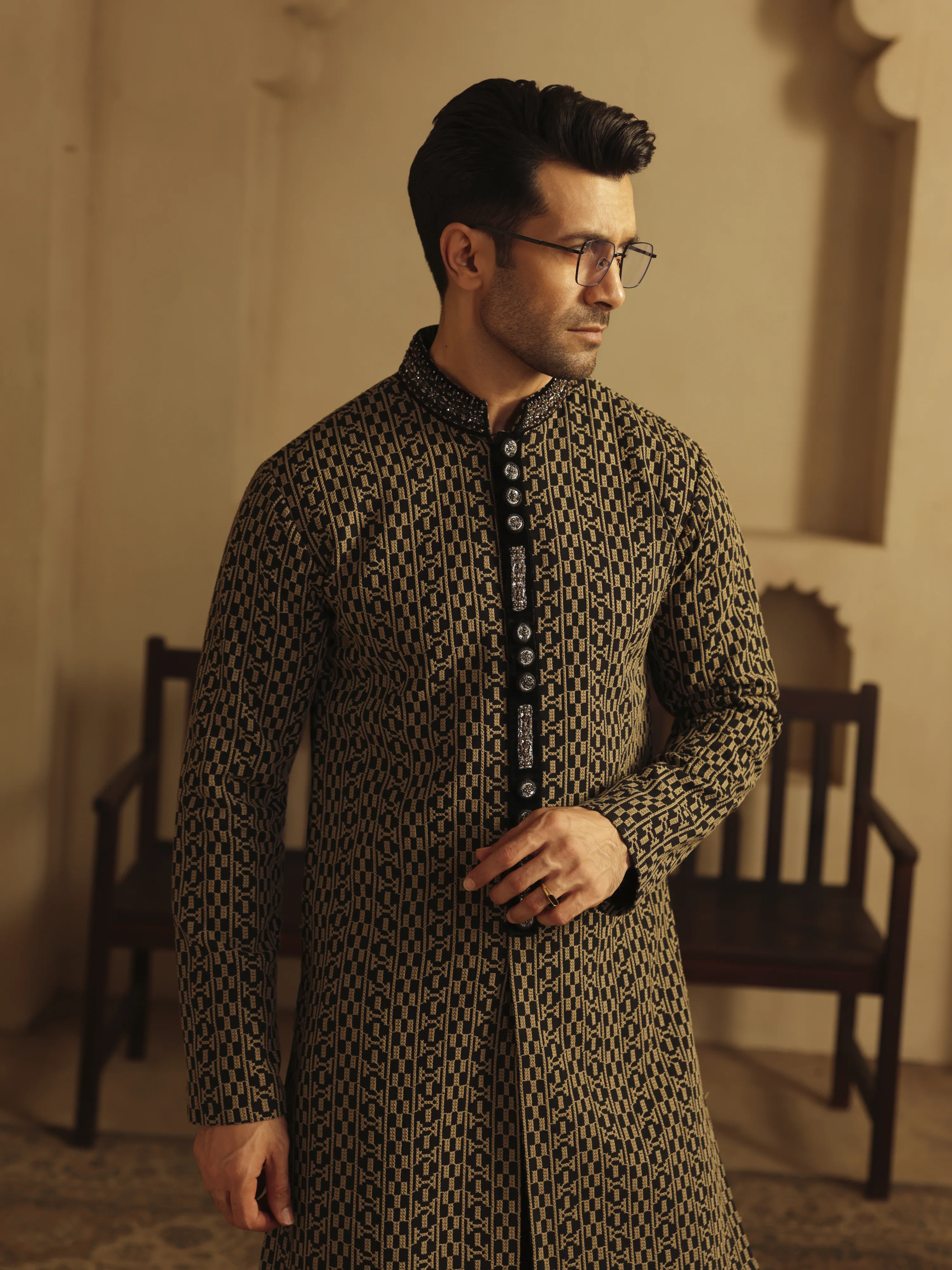 Embroidered Schiffli Kurta Pajama - ECMTKP5-007 - Image 2
