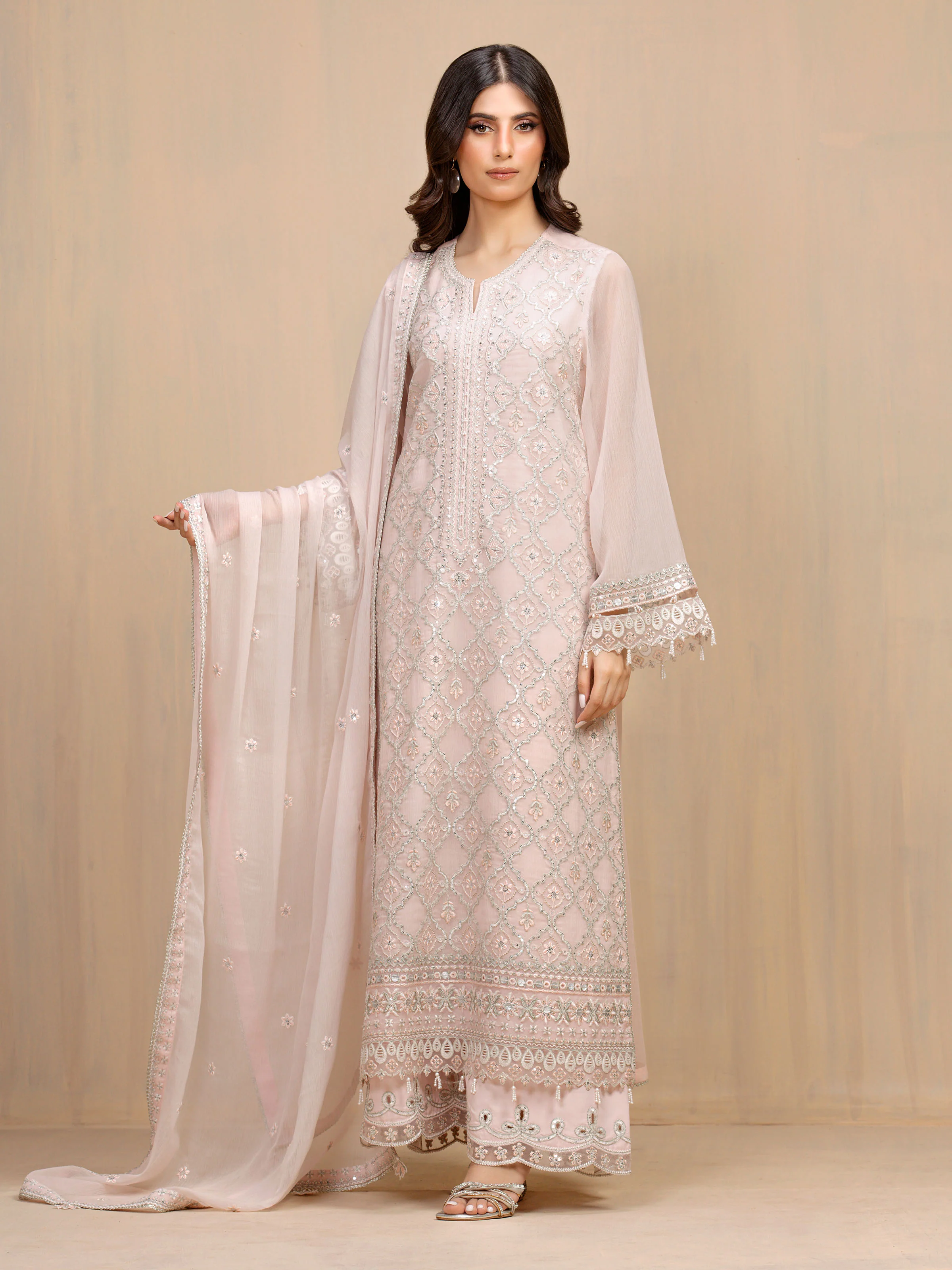 Embroidered Chiffon Shirt Trouser - EWU5V5-31301ST