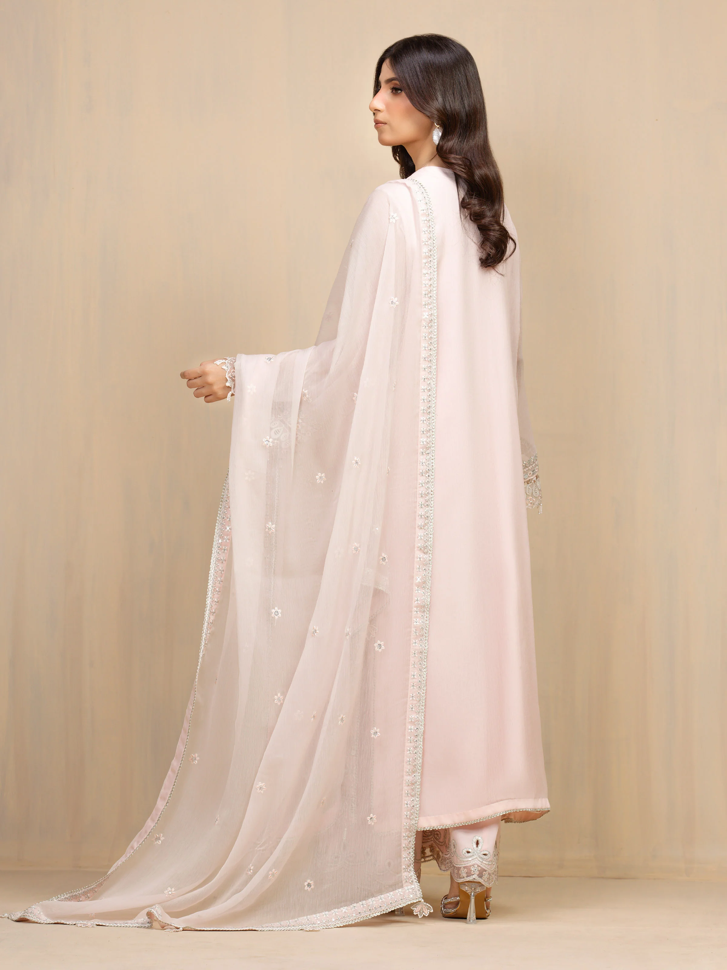 Embroidered Chiffon Shirt Trouser - EWU5V5-31301ST - Image 6