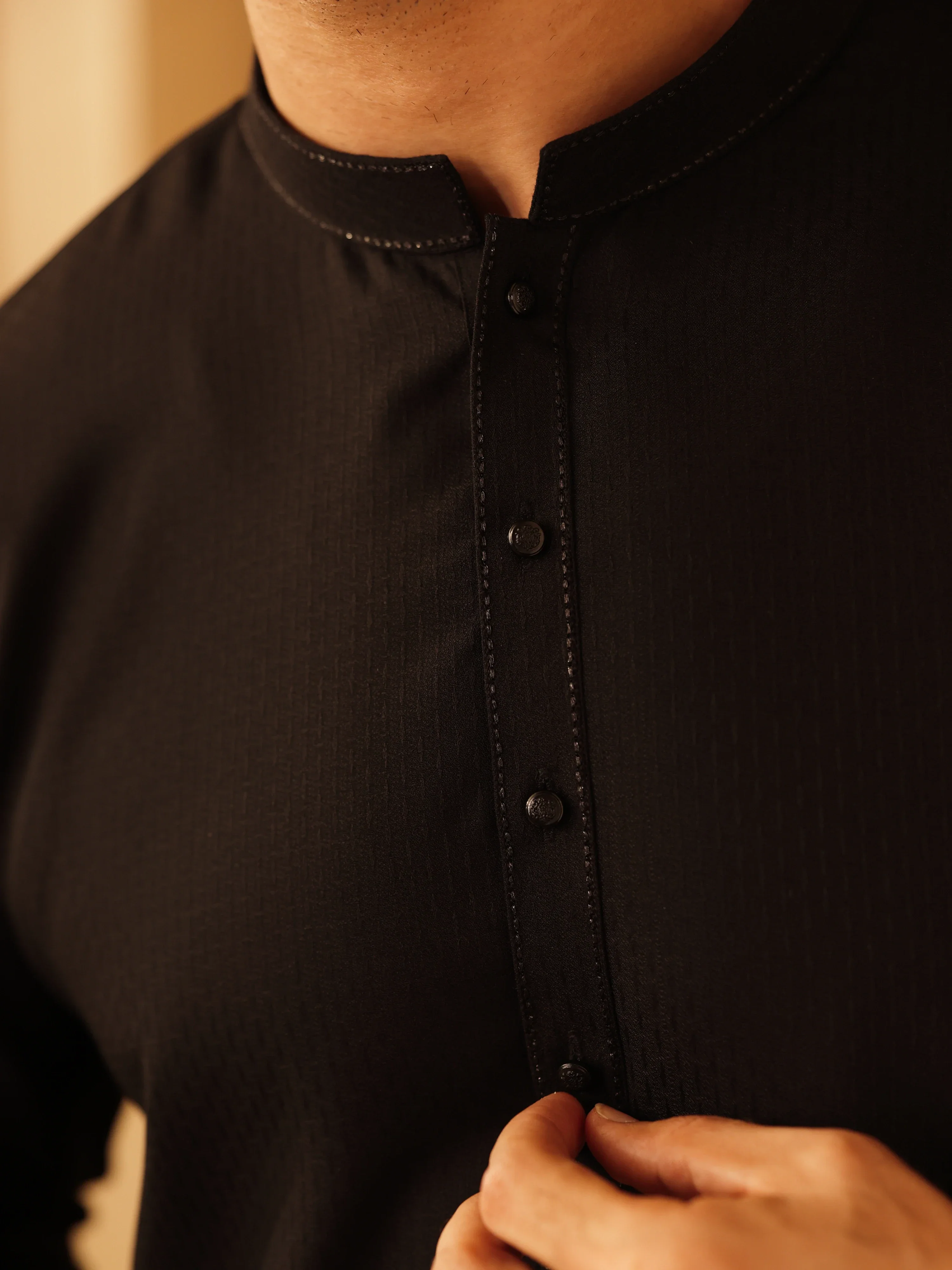Embroidered Dobby Waistcoat Suit - ECMTWCS6-039 - Image 4