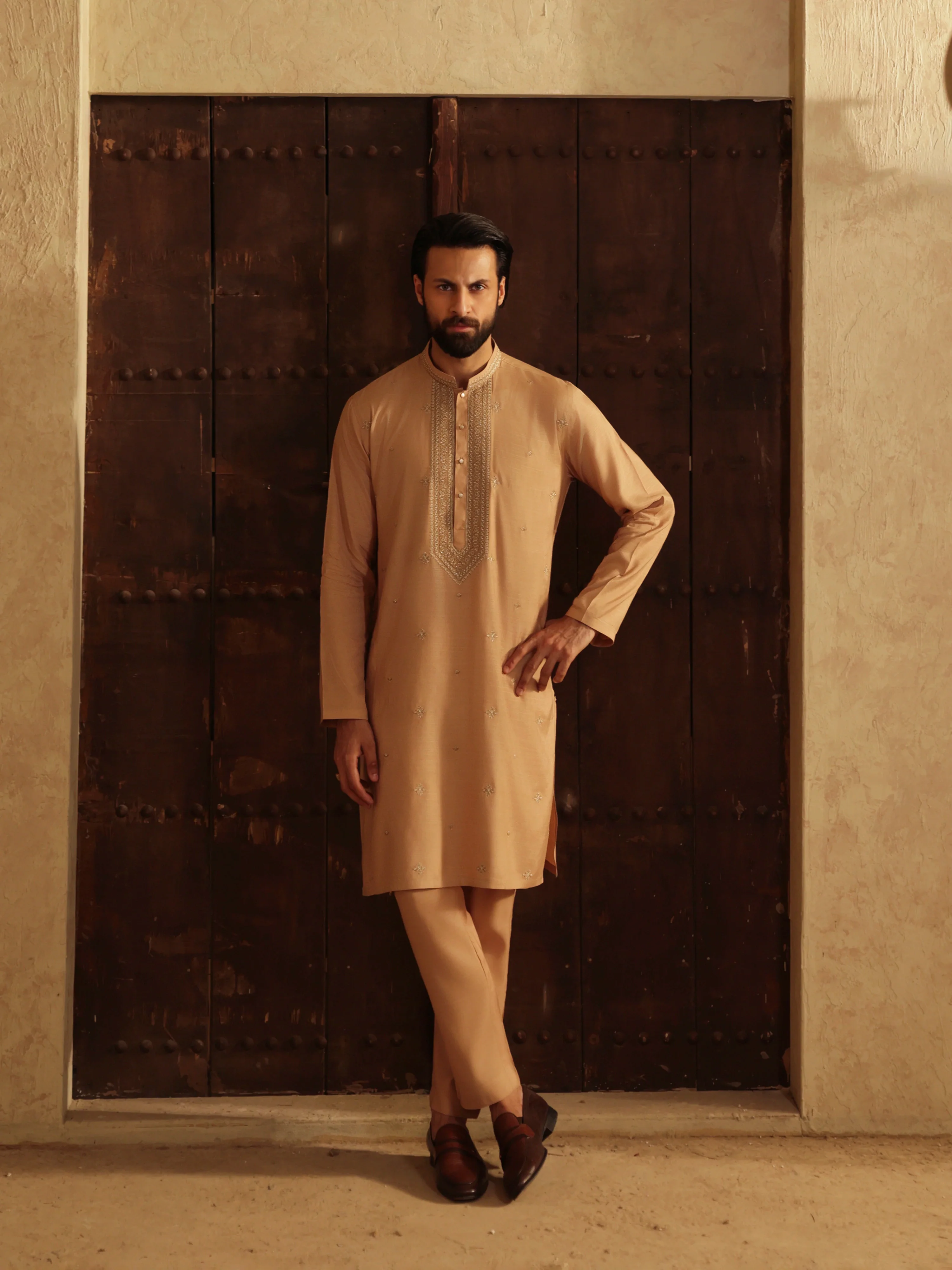 Embroidered Raw Silk Waistcoat Suit - ECMTWCS5-023 - Image 4