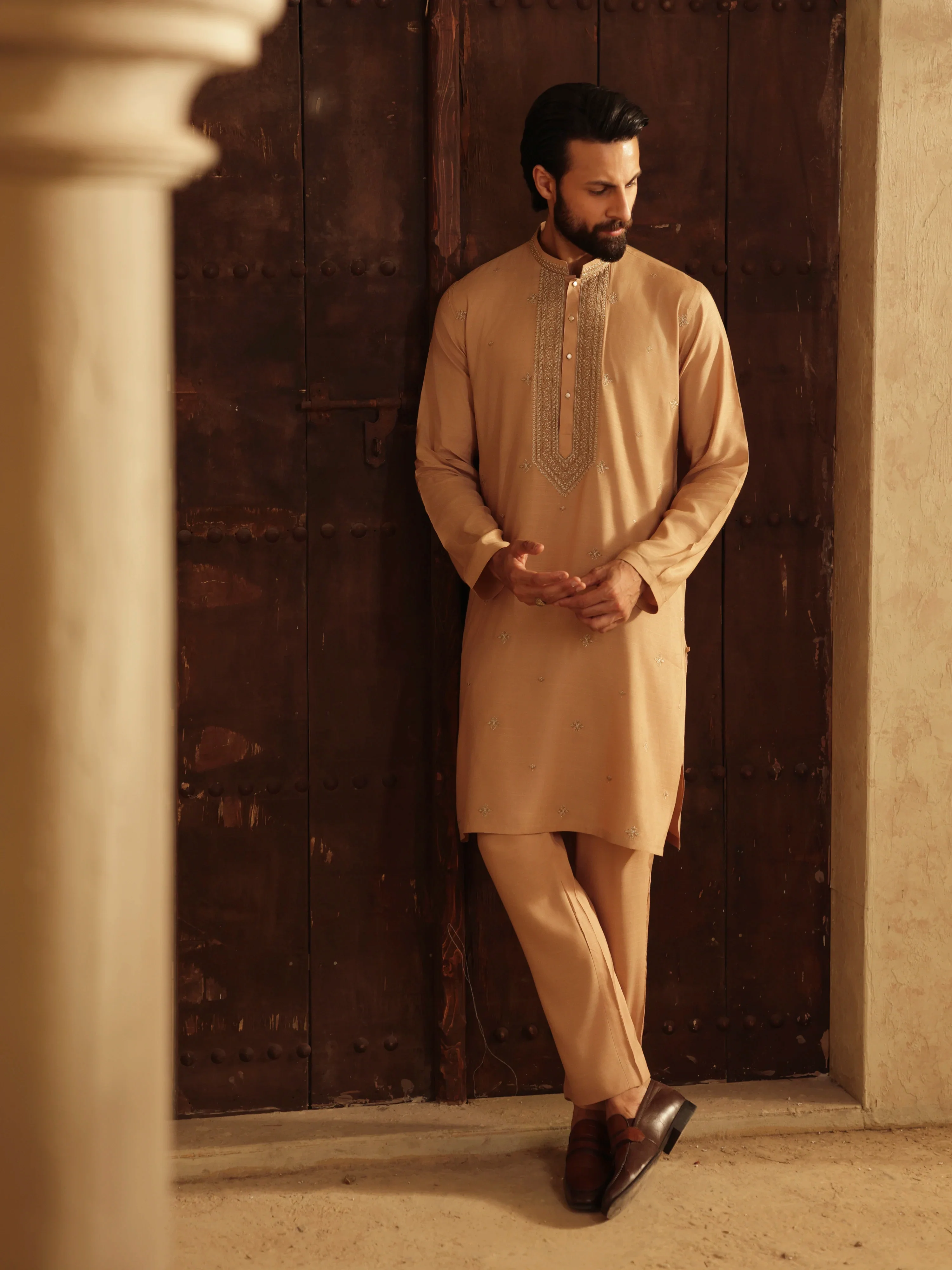 Embroidered Raw Silk Waistcoat Suit - ECMTWCS5-023 - Image 6