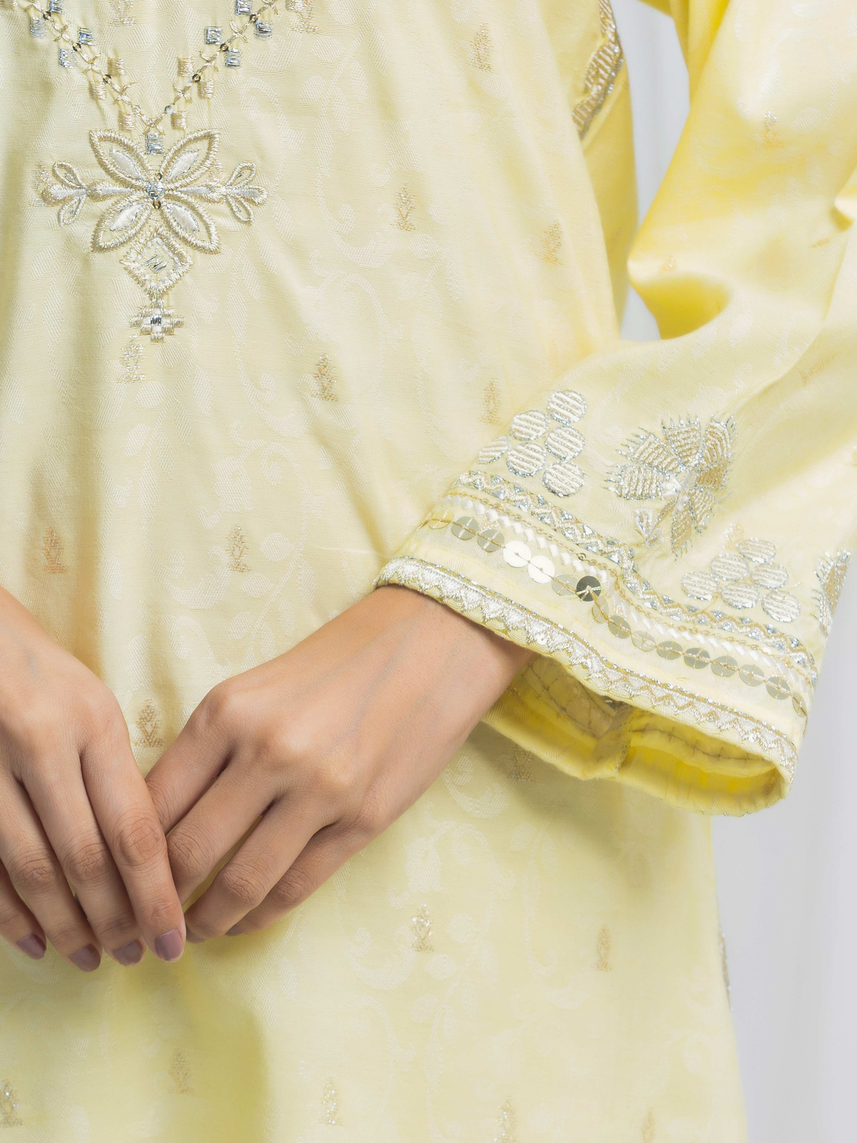 Embroidered Jacquard Suit - EWTKED6-86229-3P - Image 3