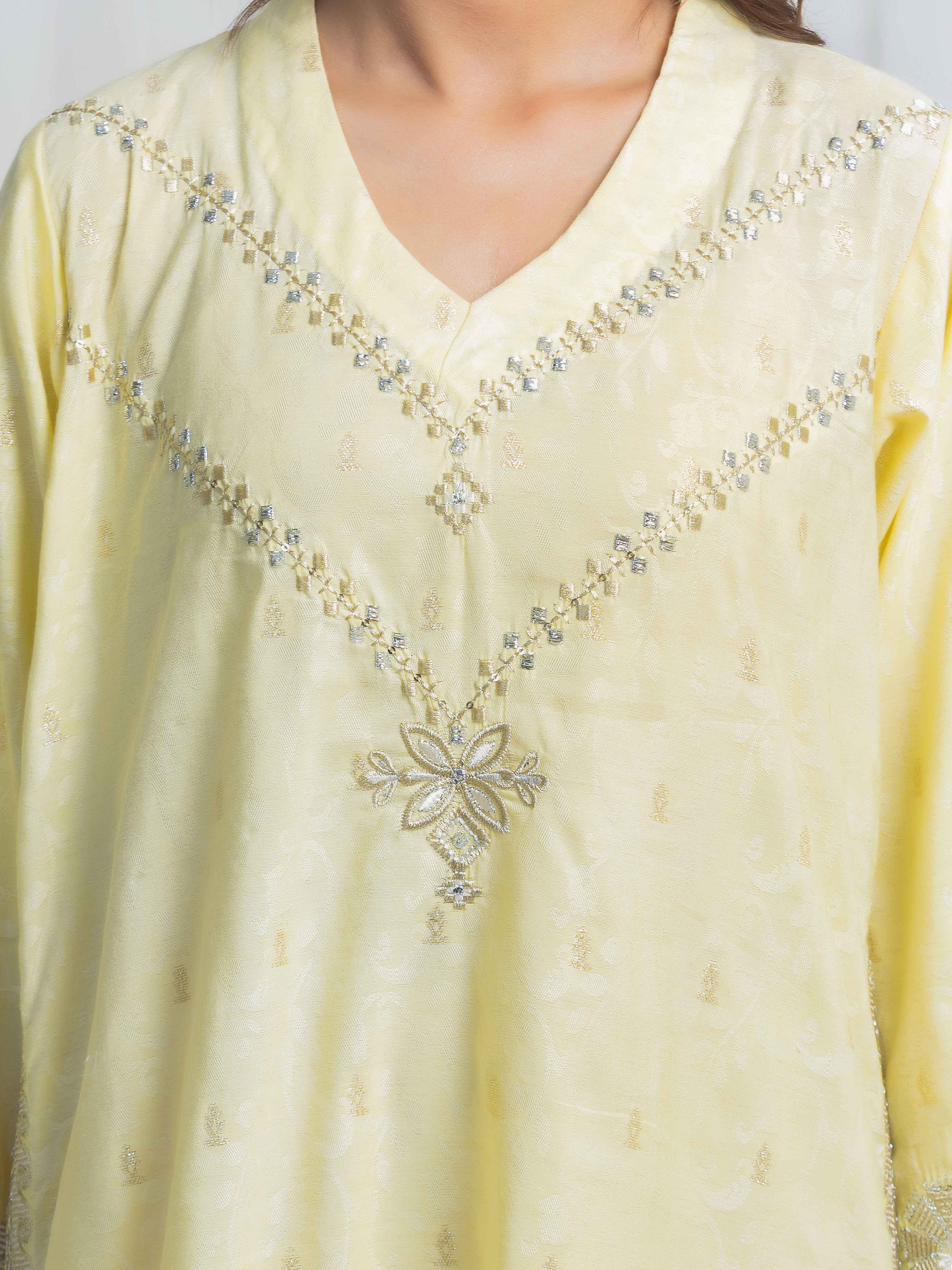 Embroidered Jacquard Suit - EWTKED6-86229-3P - Image 4