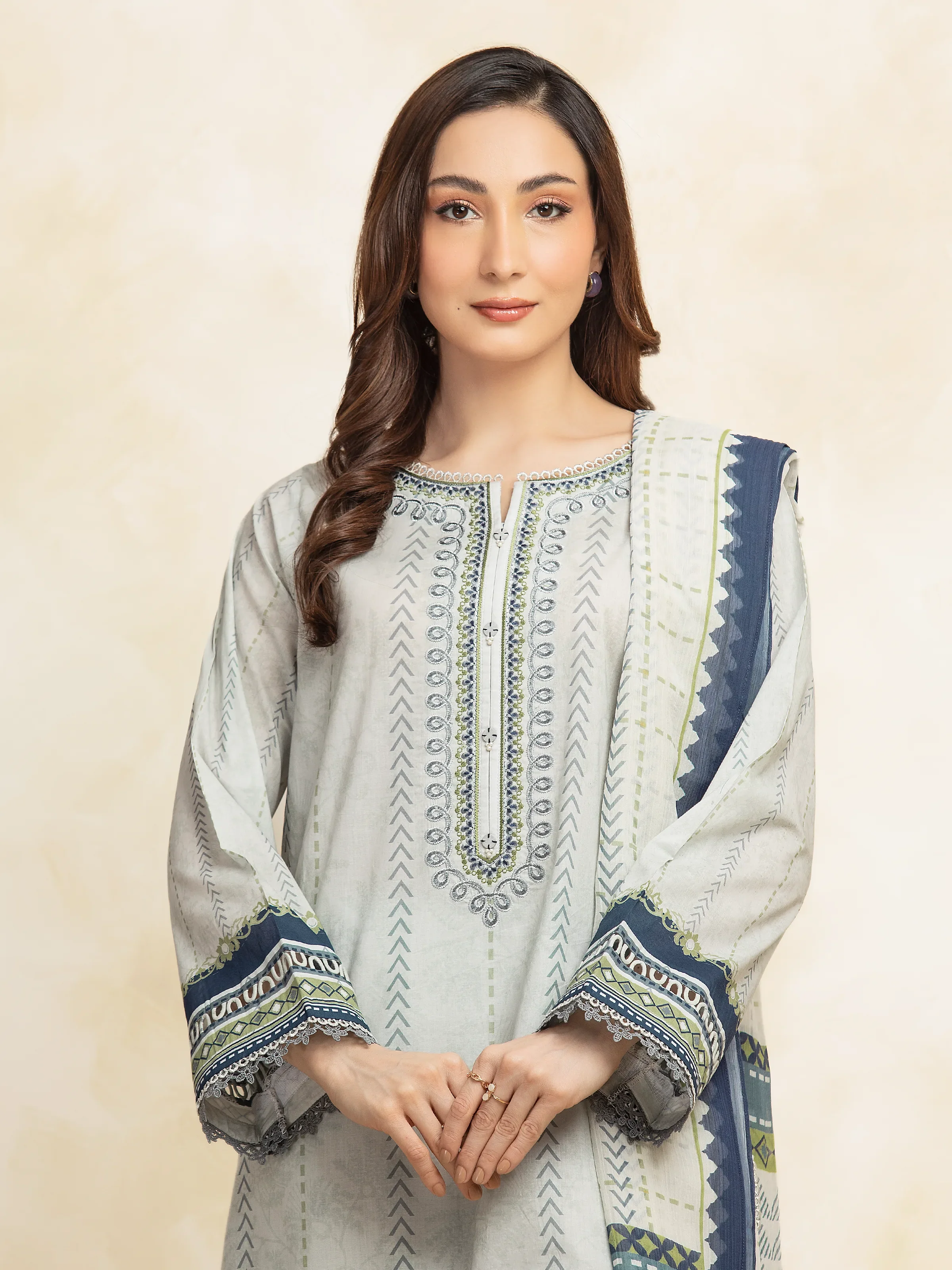 Embroidered Lawn  Shirt - EWU5V1-31320S - Image 2