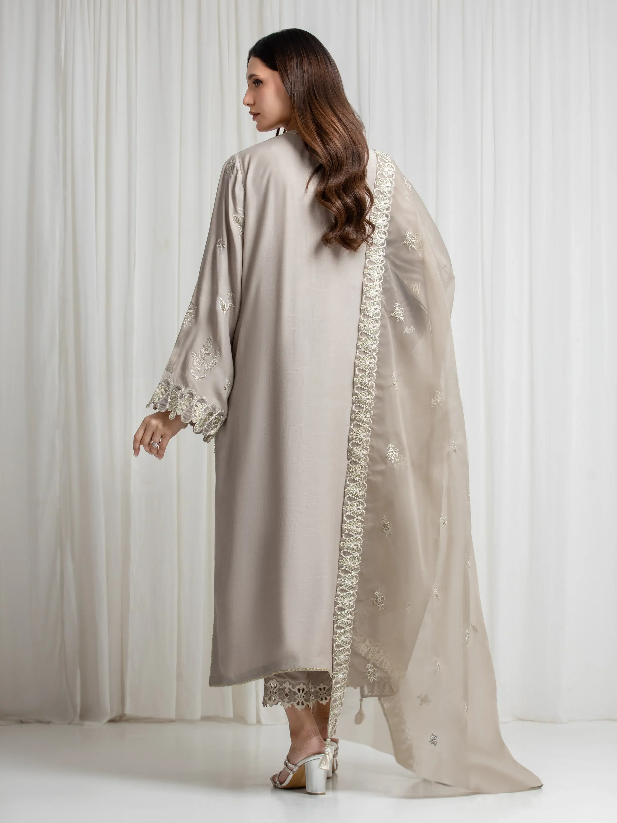 Embroidered Silk Suit - EWU6V16-32098-3P - Image 6