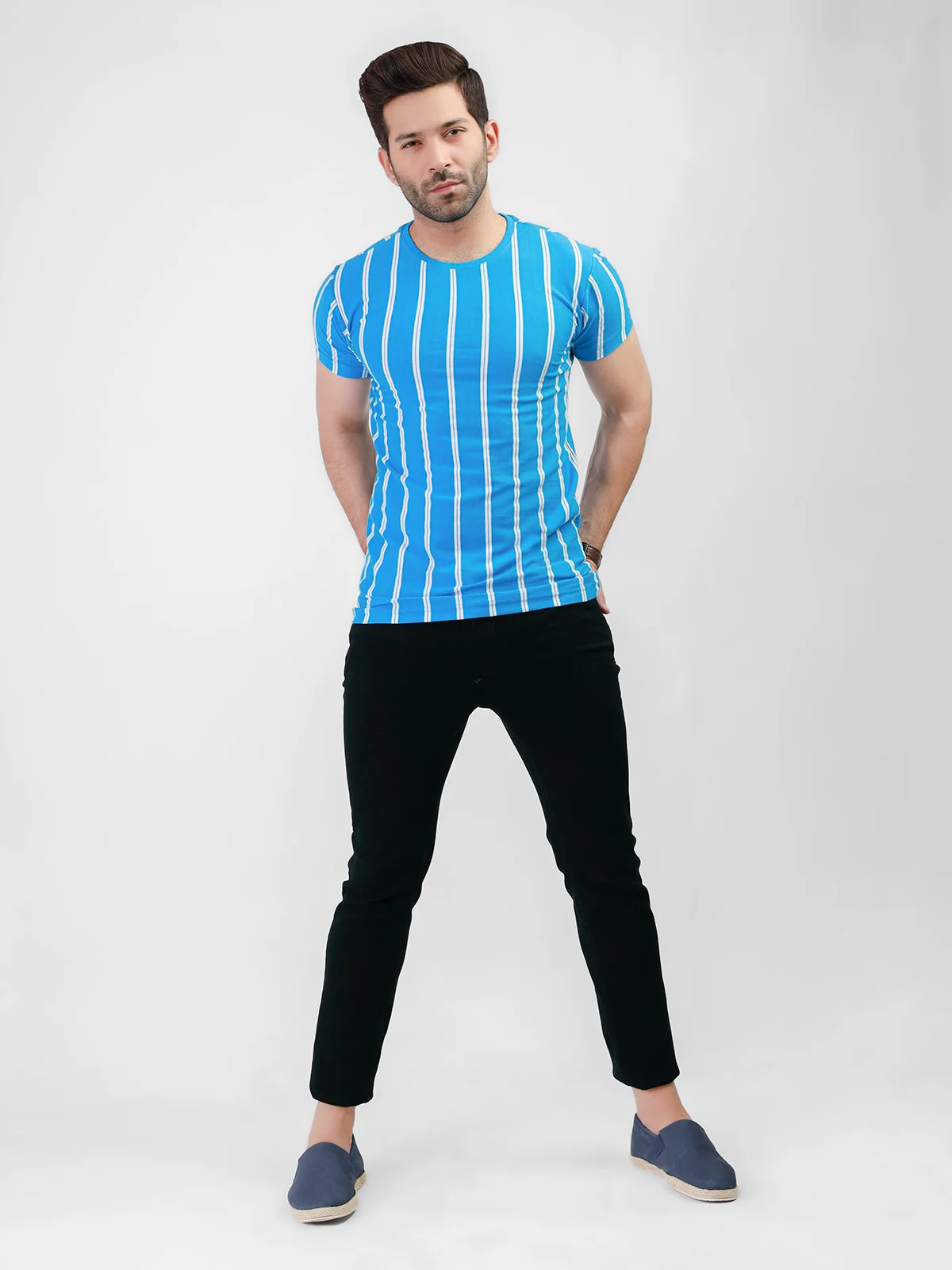 Crew Neck Striped Tee - EMTGT21-009 - Image 2
