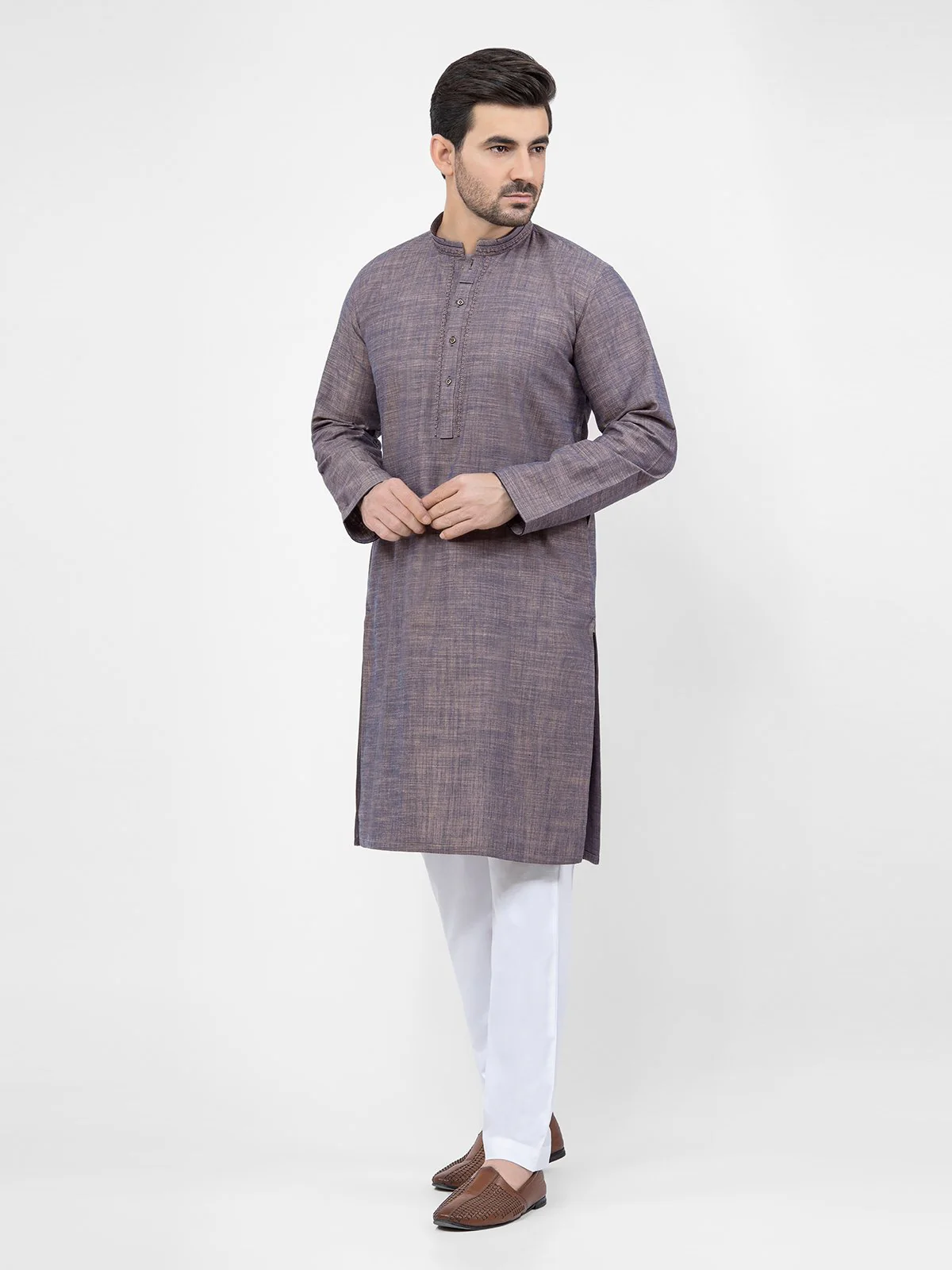 Embroidered Cotton Kurta - EMTK21S-99157 - Image 3