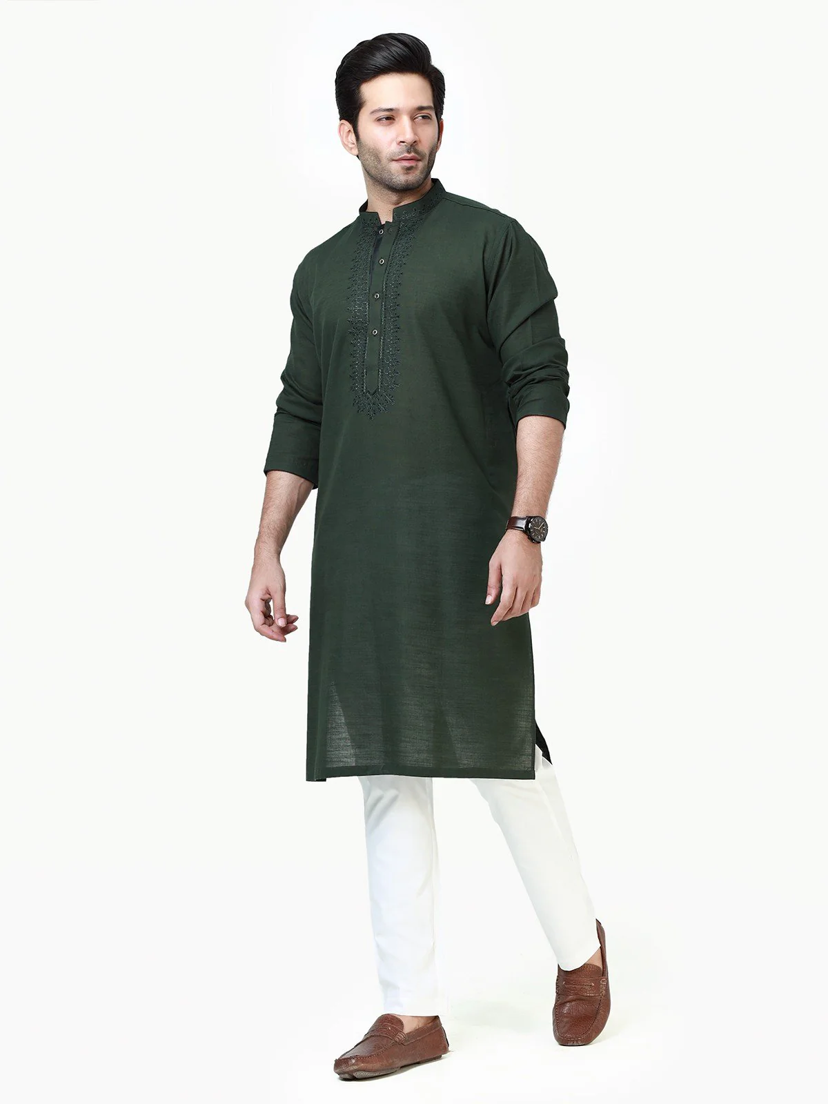 Embroidered Cotton Kurta - EMTK22S-99211 - Image 3