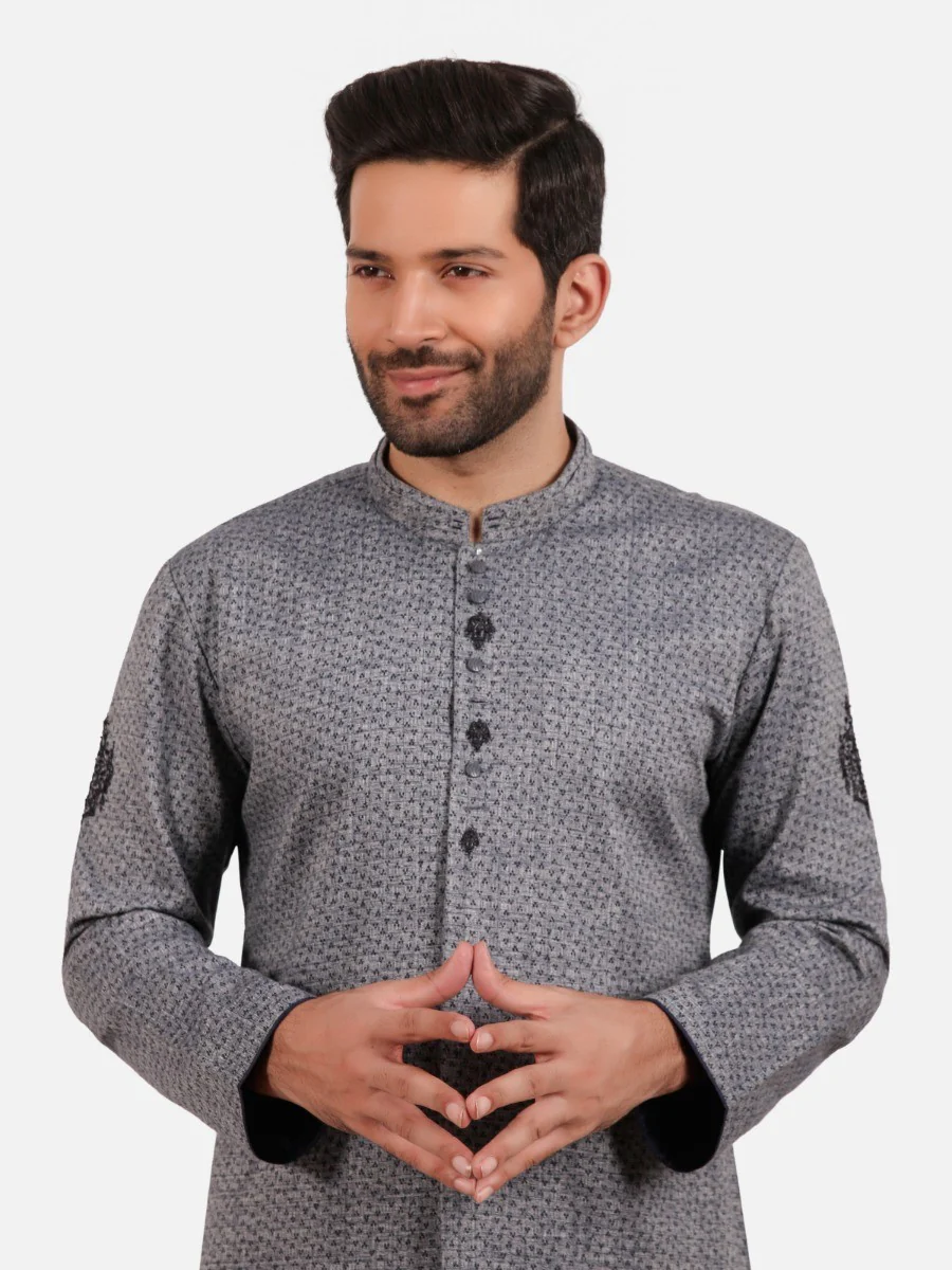 Embroidered Cotton Kurta - EMTKF20-004 - Image 3