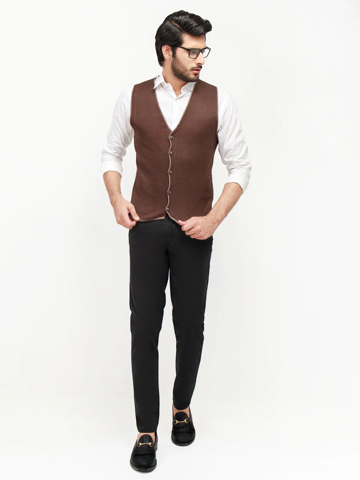 Textured Sleeveless Cardigan - EMTSWT20-020 - Image 2
