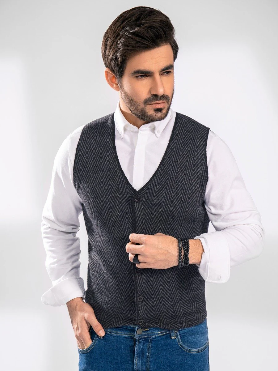 Textured Sleeveless Cardigan - EMTSWT20-022