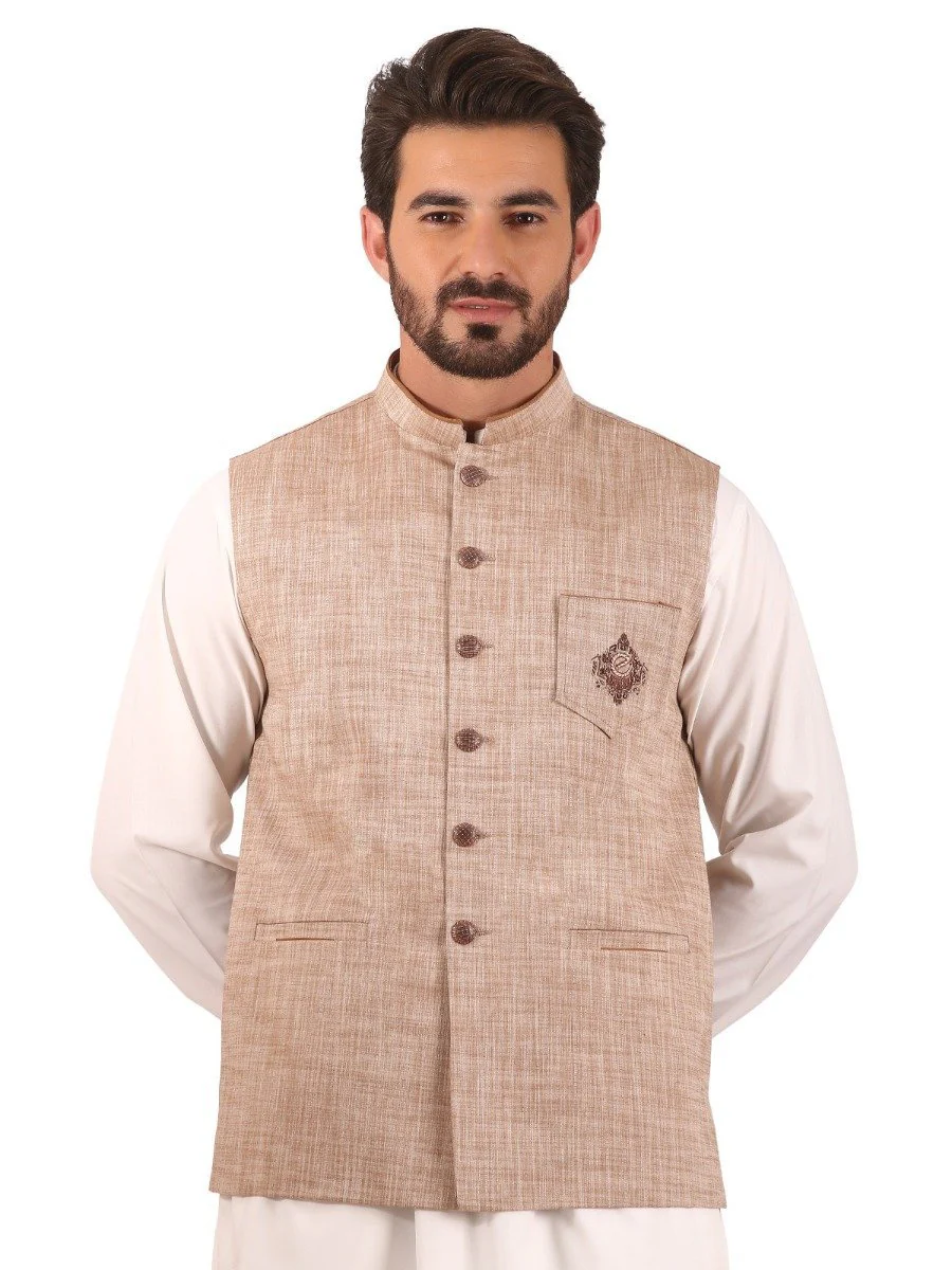 Embroidered Cotton Waistcoat - EMTWC20-35715