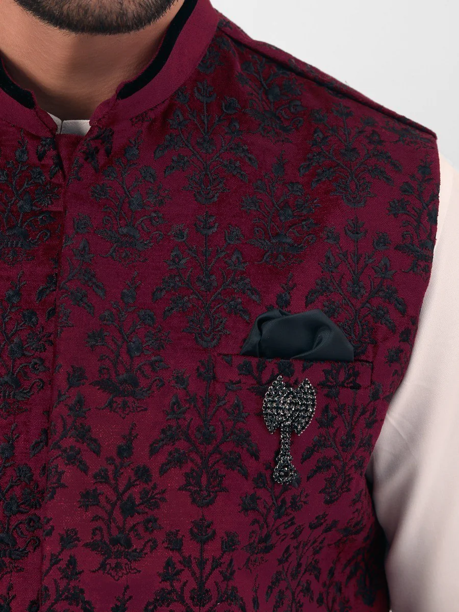 Embroidered Blended Waistcoat - EMTWCC20-069 - Image 3