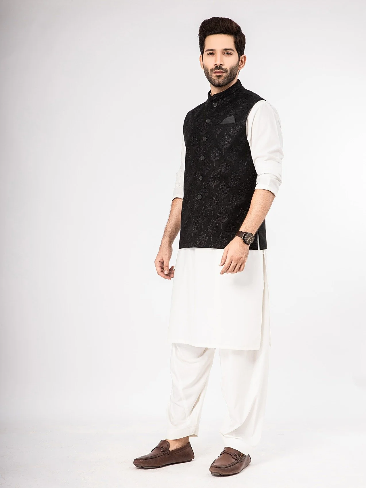 Embroidered Linen Waistcoat - EMTWCC21-074