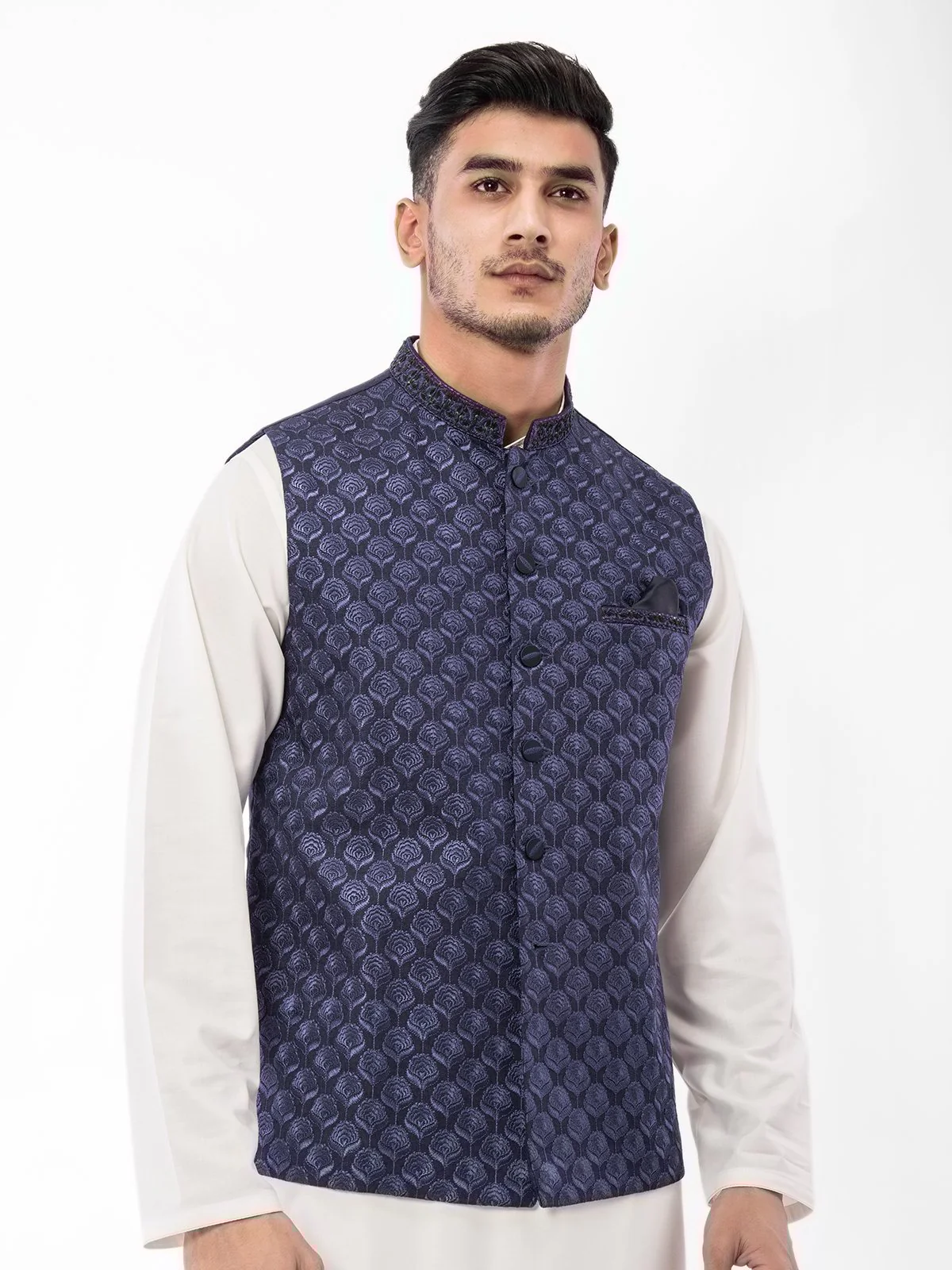 Embroidered Linen Waistcoat - EMTWCC21-076