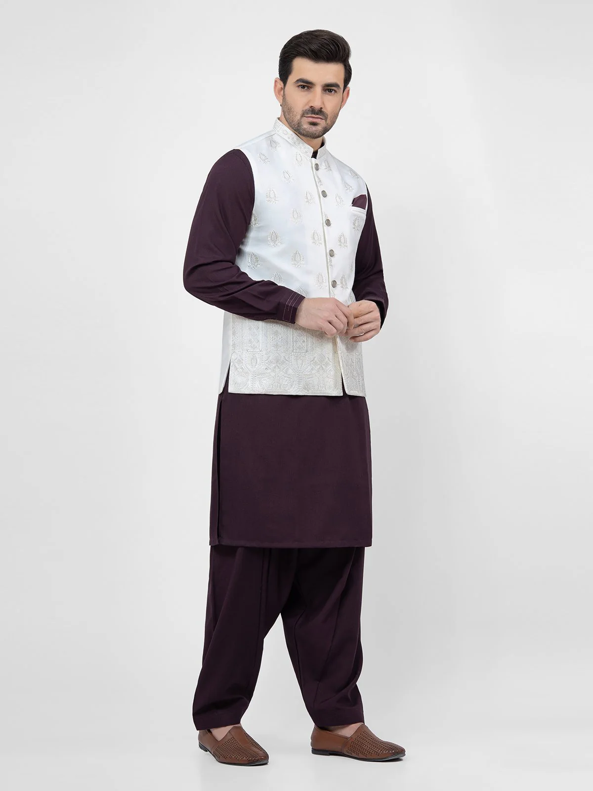 Embroidered Blended Waistcoat - EMTWCC21-083 - Image 3