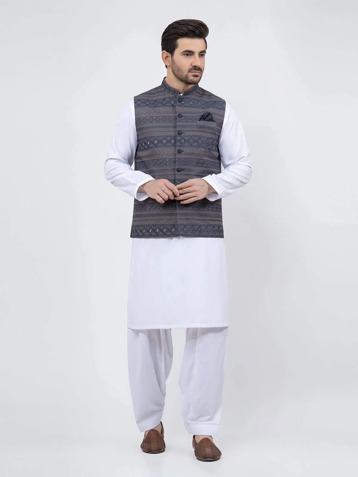 Embroidered Blended Waistcoat - EMTWCC21-084