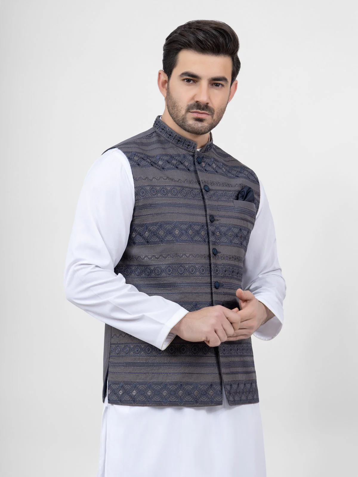 Embroidered Blended Waistcoat - EMTWCC21-084 - Image 2