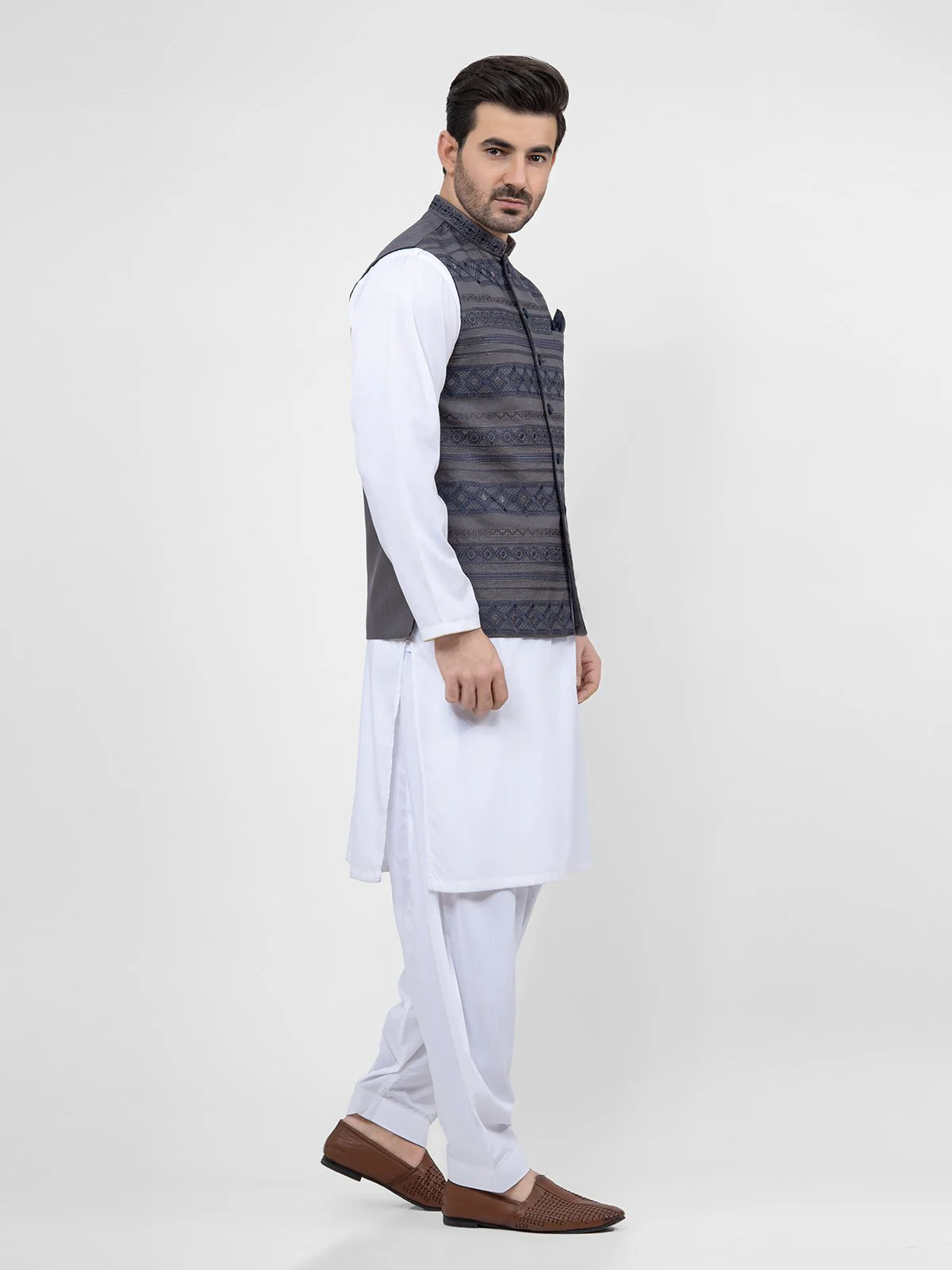 Embroidered Blended Waistcoat - EMTWCC21-084 - Image 3