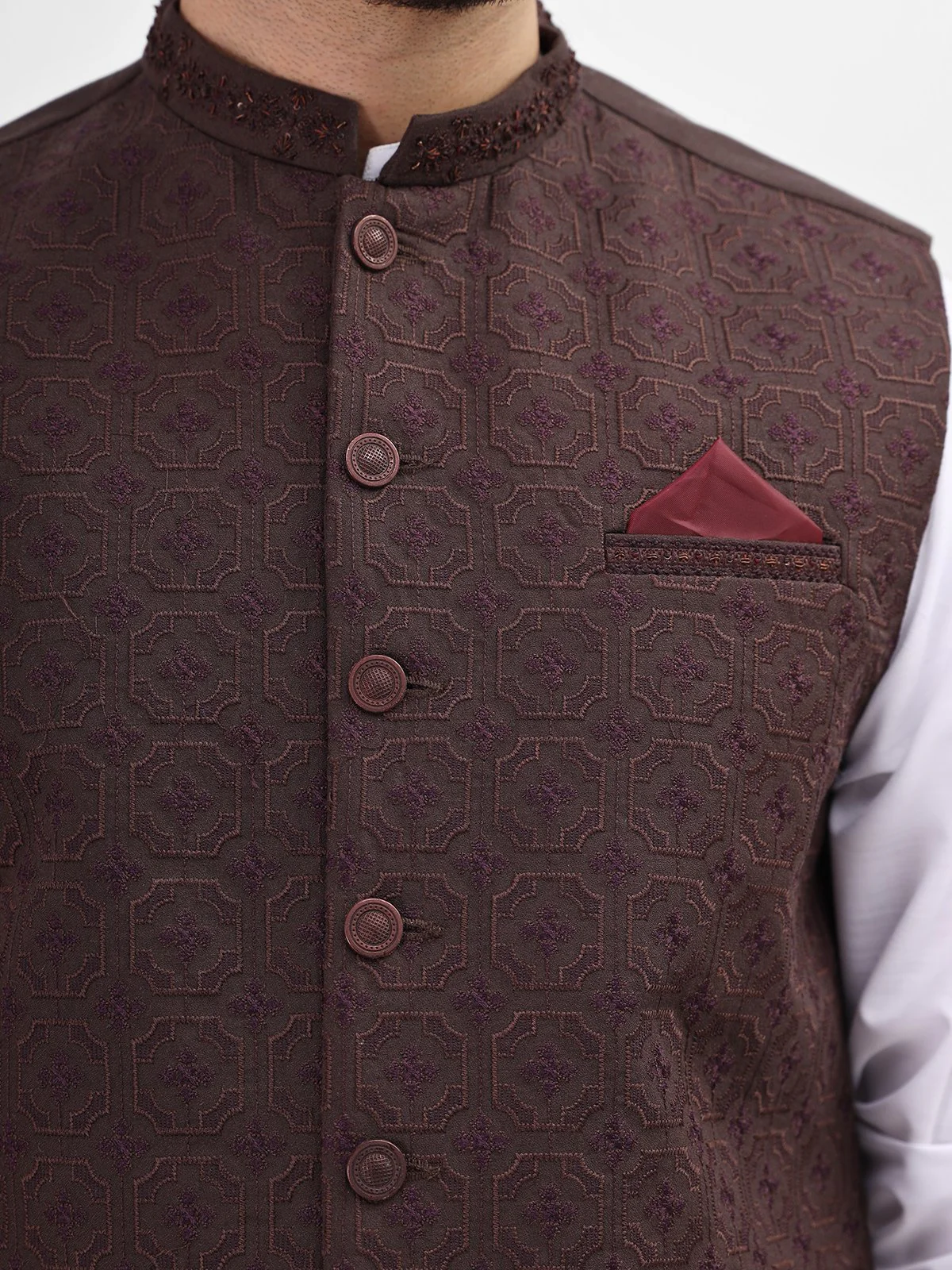 Embroidered Blended Waistcoat - EMTWCC21-086 - Image 2