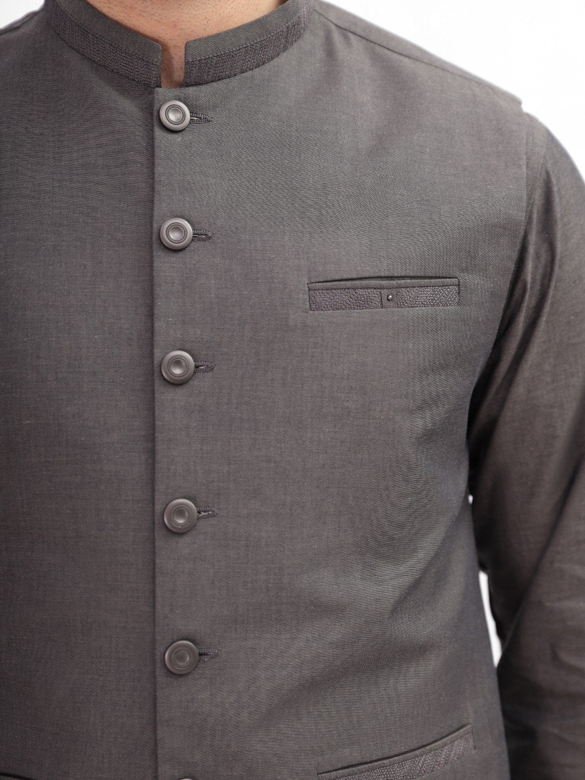 Embroidered Cotton Waistcoat Suit - EMTWCS21-011 - Image 2