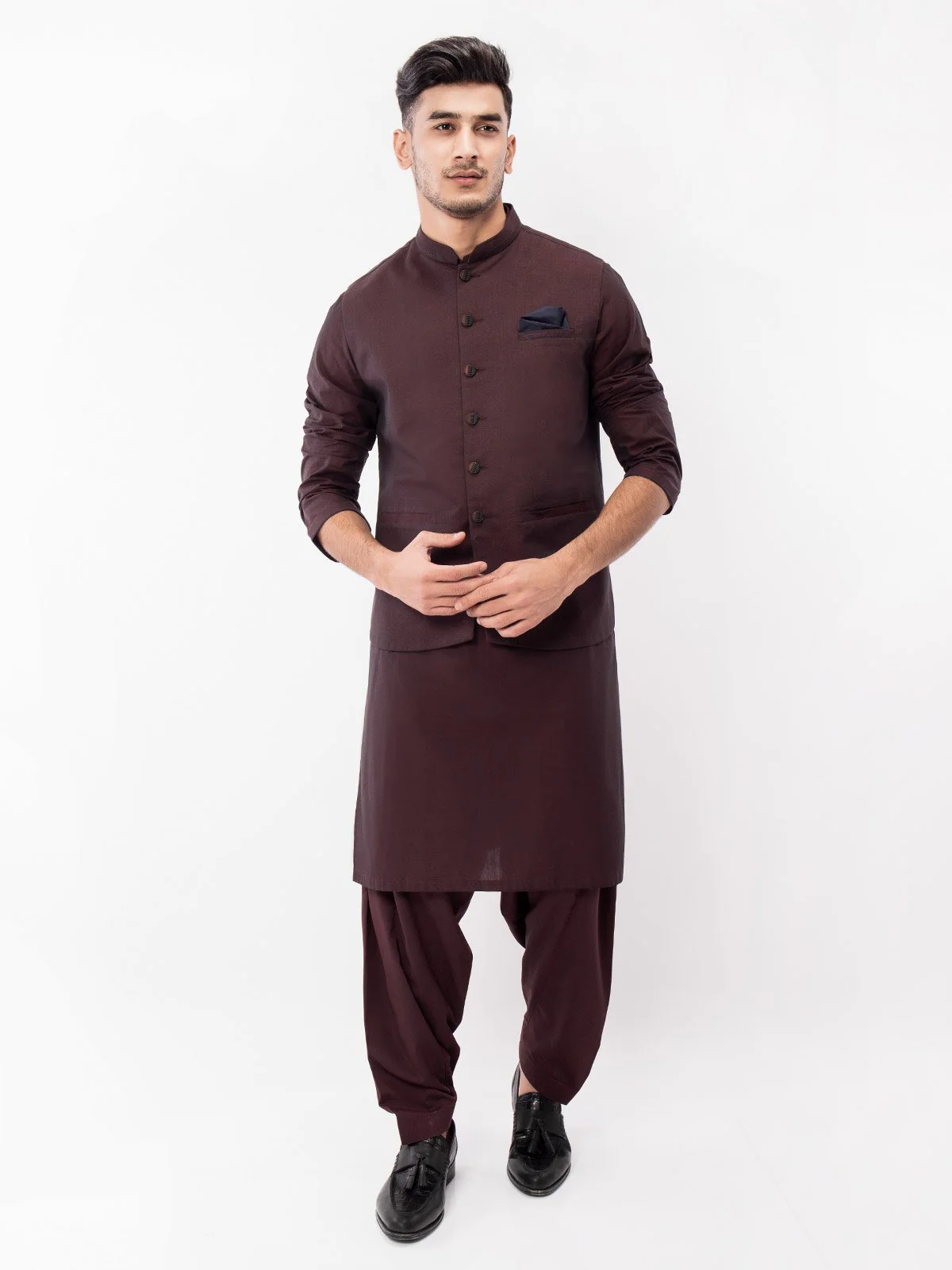 Embroidered Cotton Waistcoat Suit - EMTWCS21-016