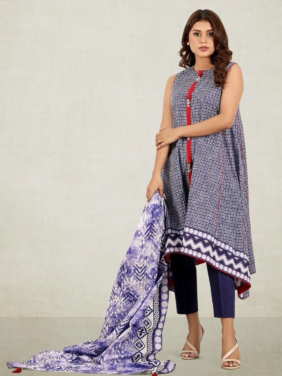 Printed Cambric Shirt Dupatta - EWU20A9-20237