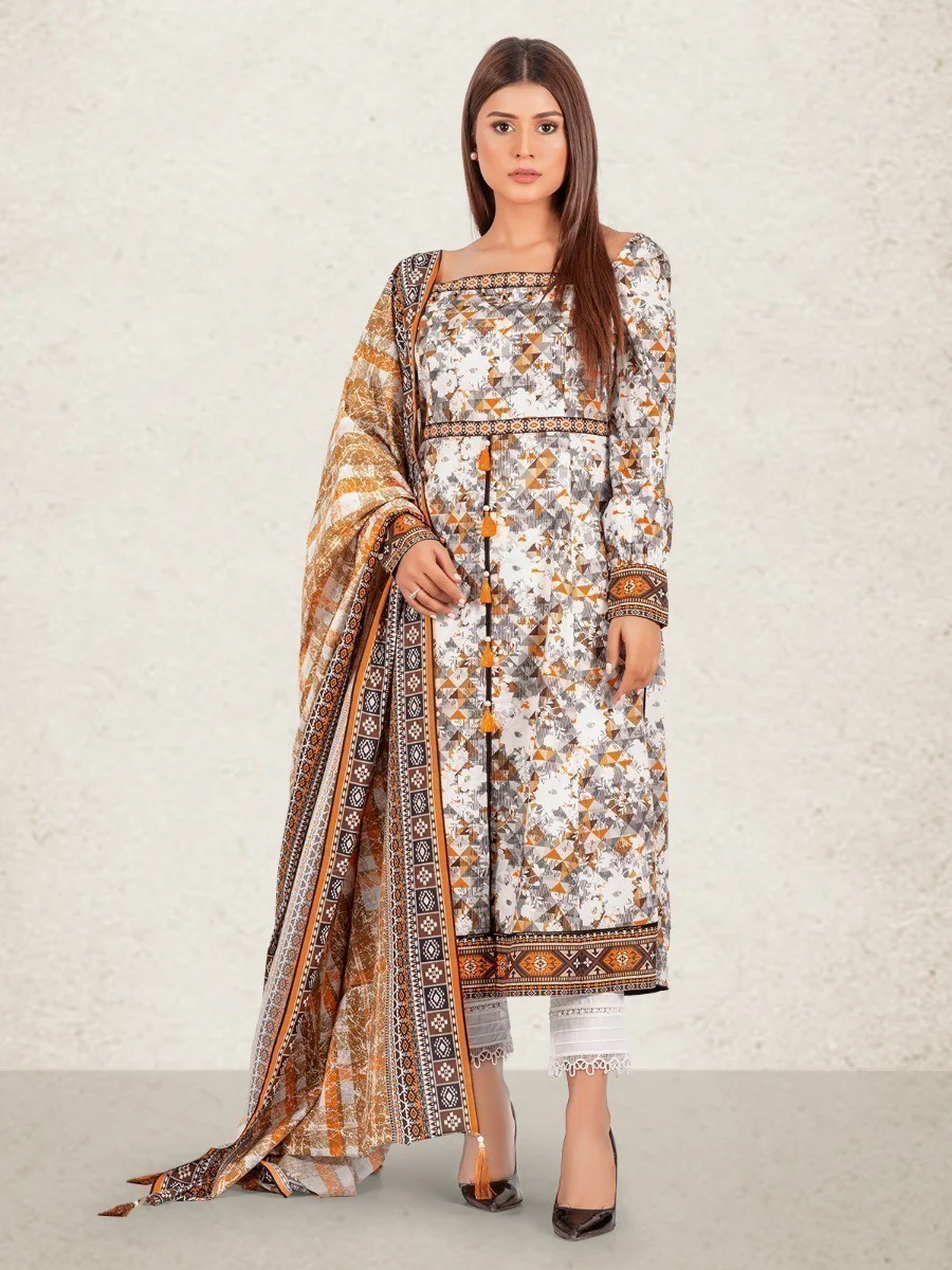 Printed Cambric Shirt Dupatta - EWU20A9-20248