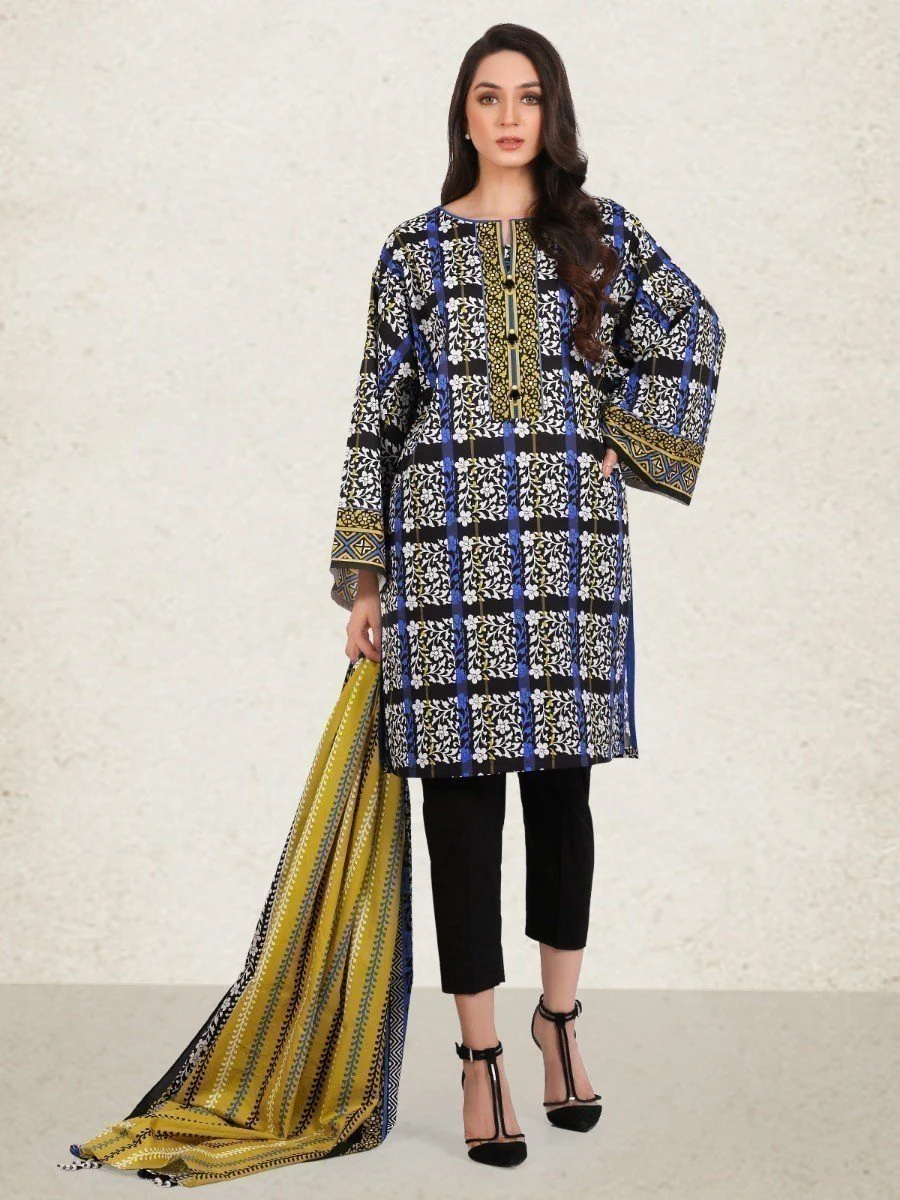 Printed Cambric Shirt Dupatta - EWU20A9-20250