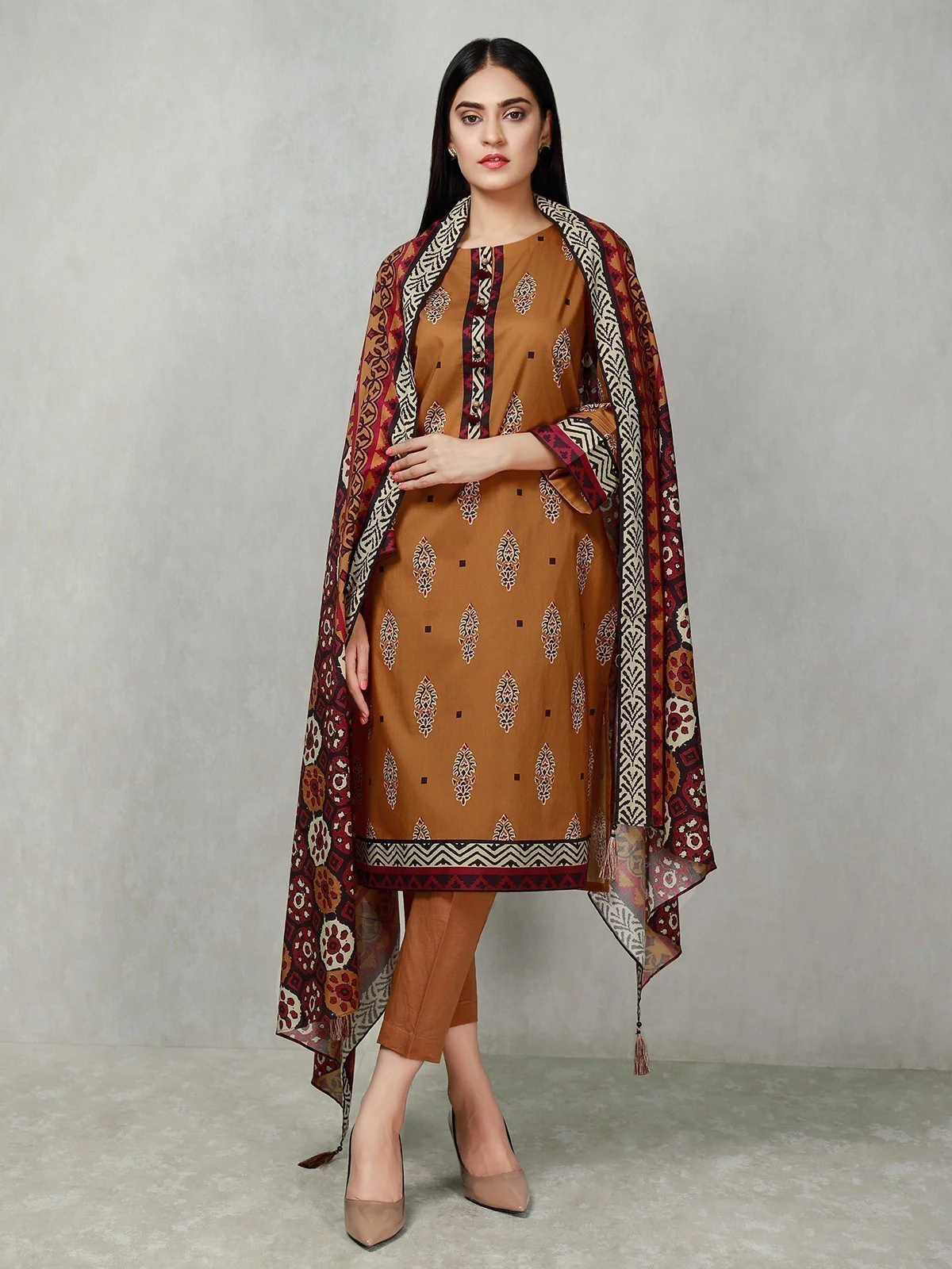 Printed Cambric Shirt Dupatta - EWU20A9-20257