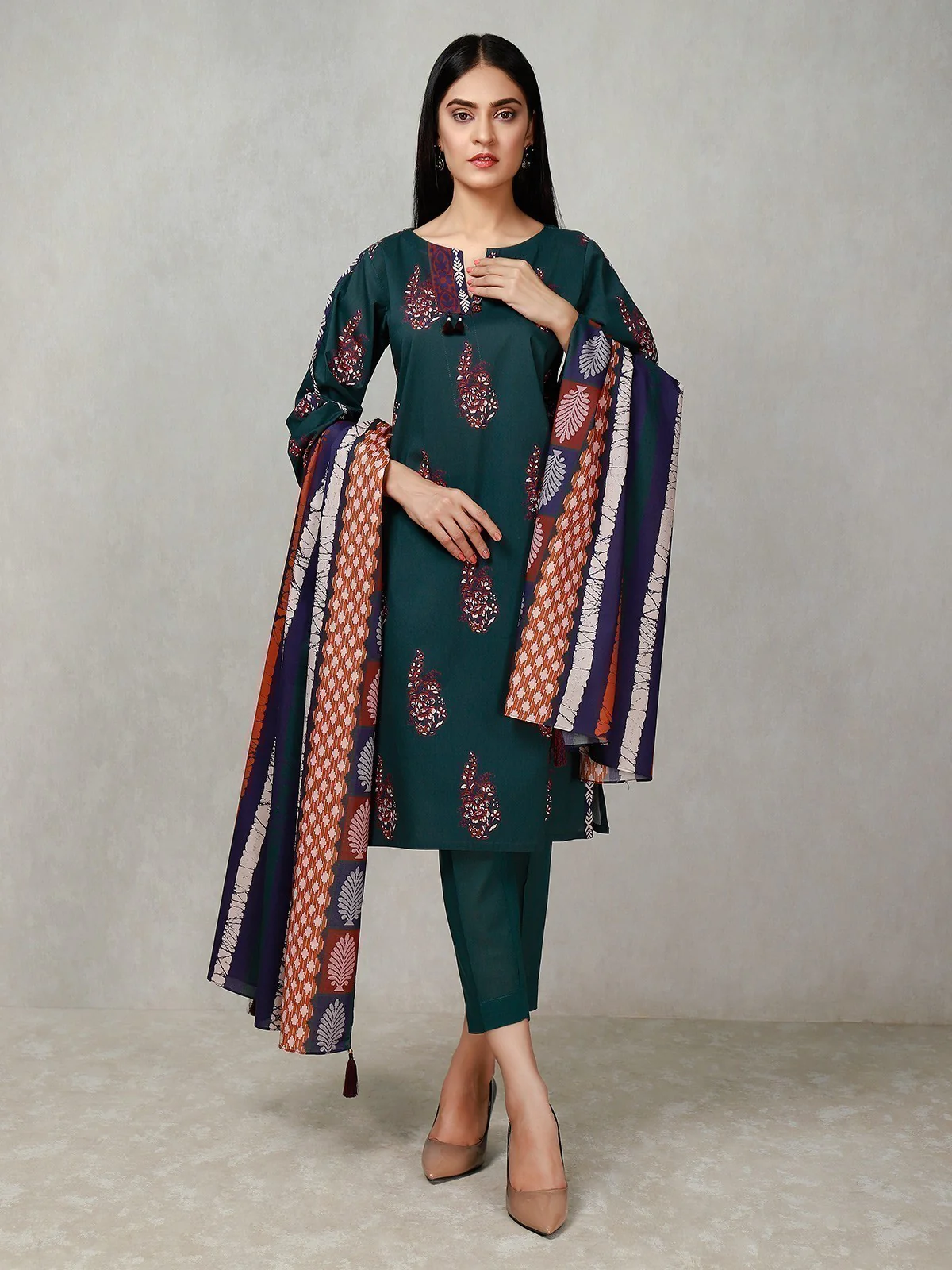 Printed Cambric Shirt Dupatta - EWU20A9-20258