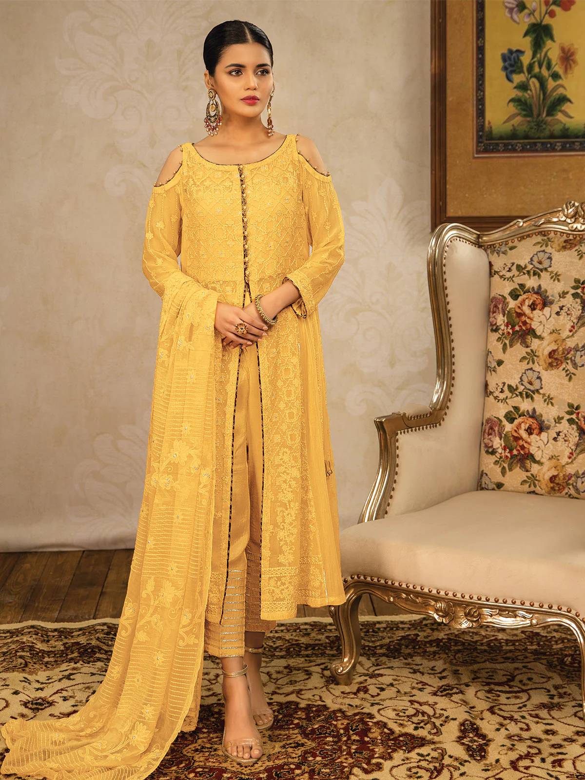 Embroidered Viscose Suit - EWU20C2-19950