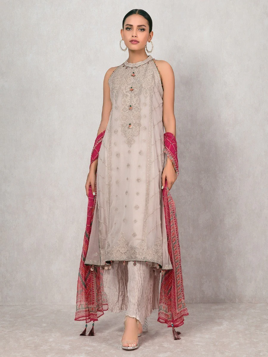 Embroidered Viscose Suit - EWU20F11-20279