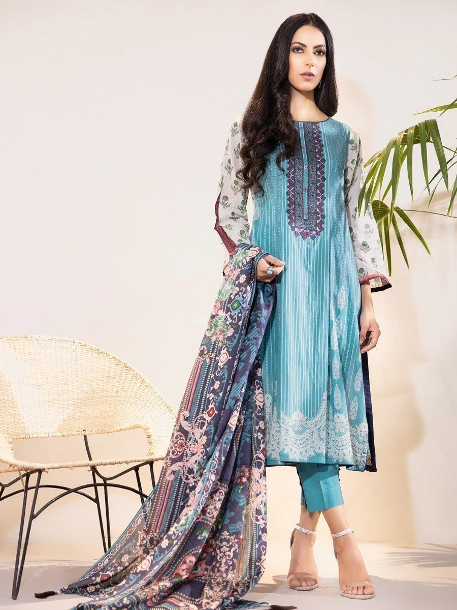 Embroidered Cambric Suit - EWU20V7-20138