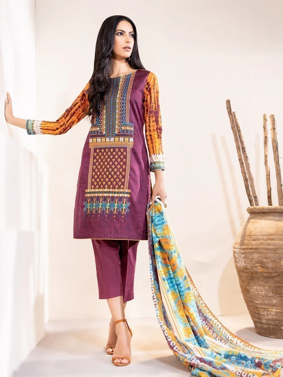 Embroidered Cambric Suit - EWU20V7-20139