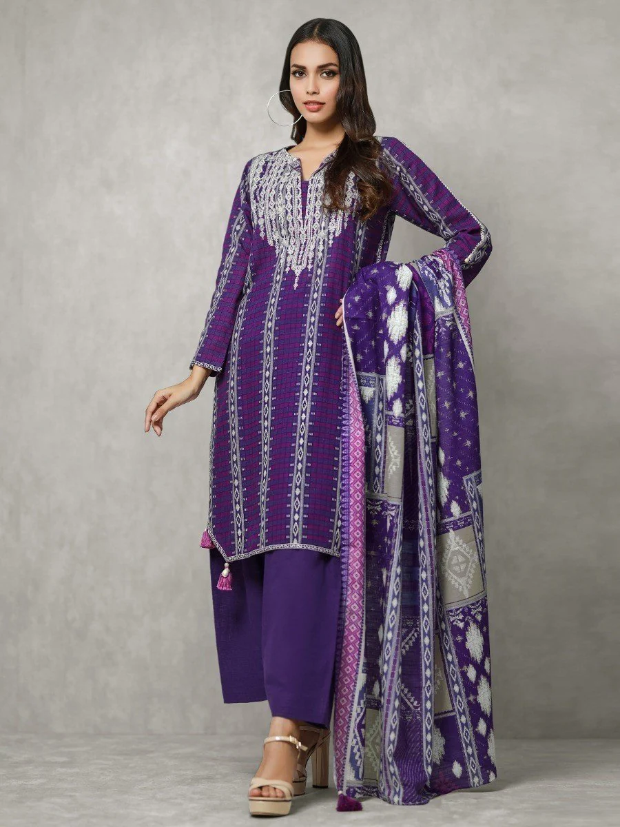 Embroidered Khaddar Suit - EWU20W12-20177