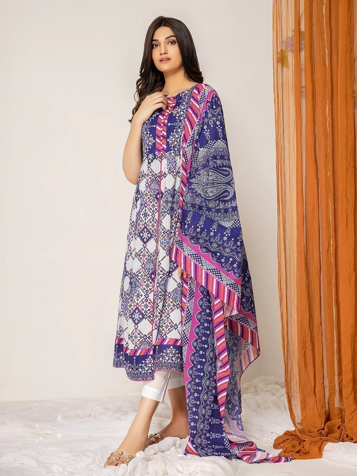 Printed Lawn Shirt Dupatta - EWU21A1-20635