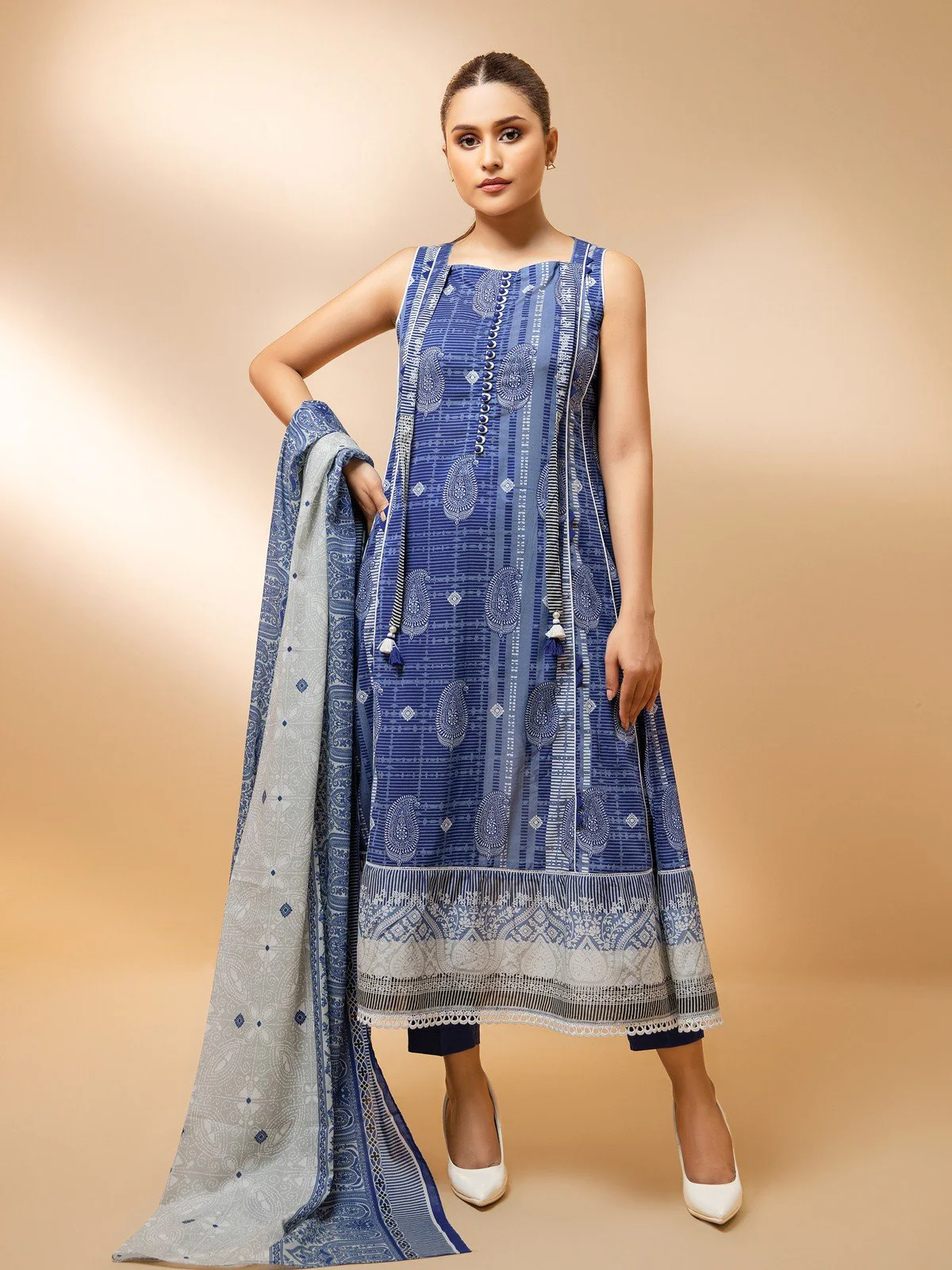 Printed Cambric Shirt Dupatta - EWU21A7-21273