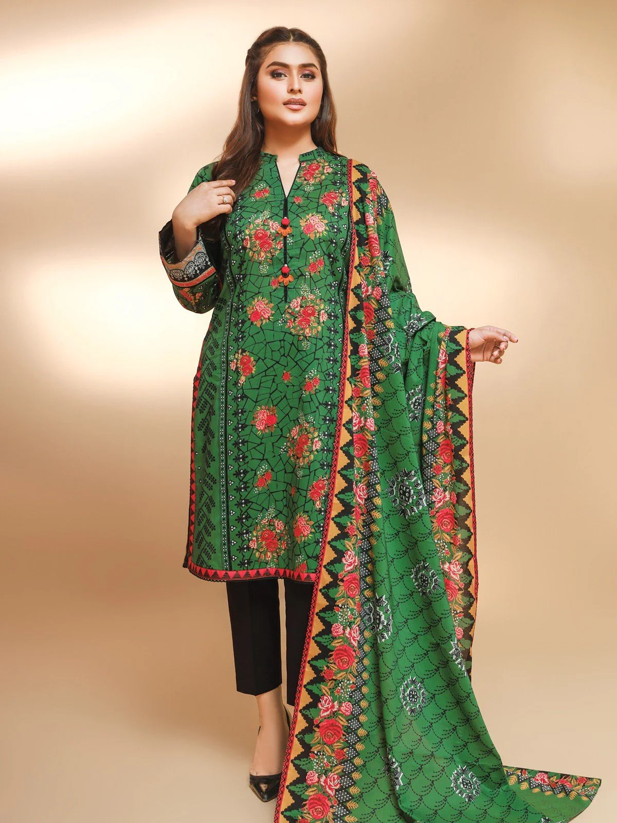 Printed Cambric Shirt Dupatta - EWU21A7-21275