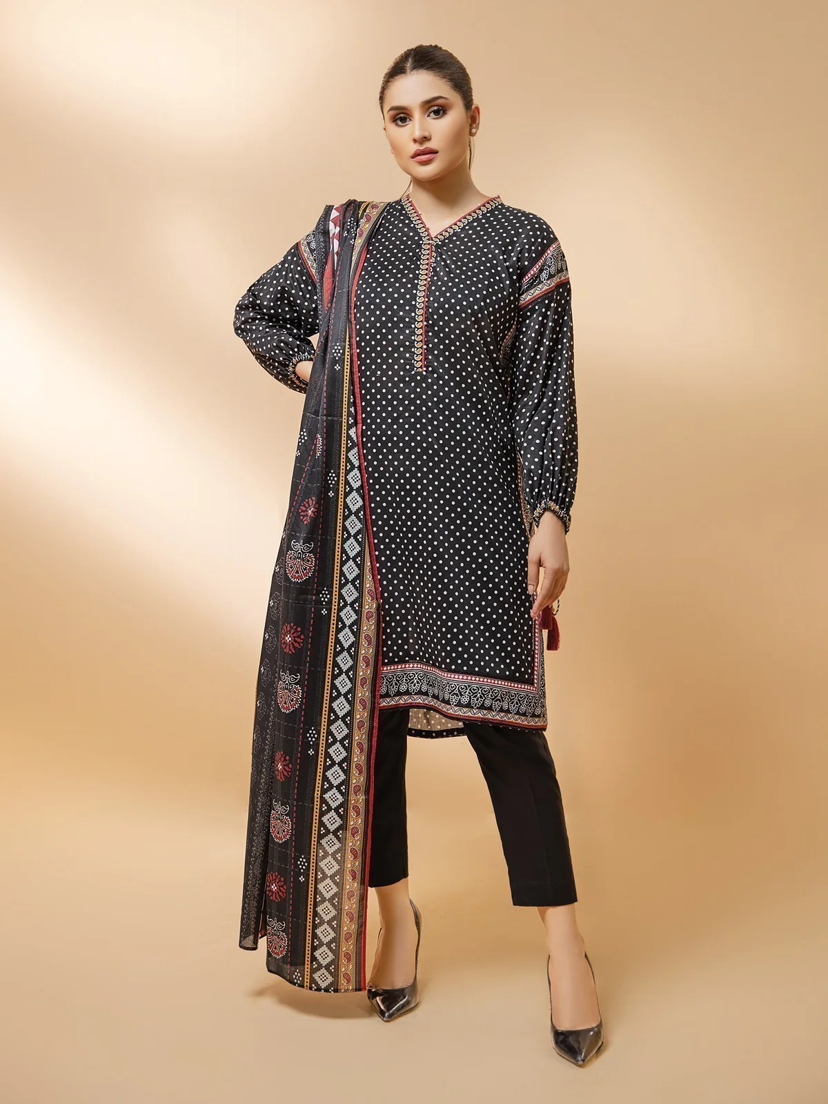 Printed Khaddar Shirt Dupatta - EWU21A9-21518