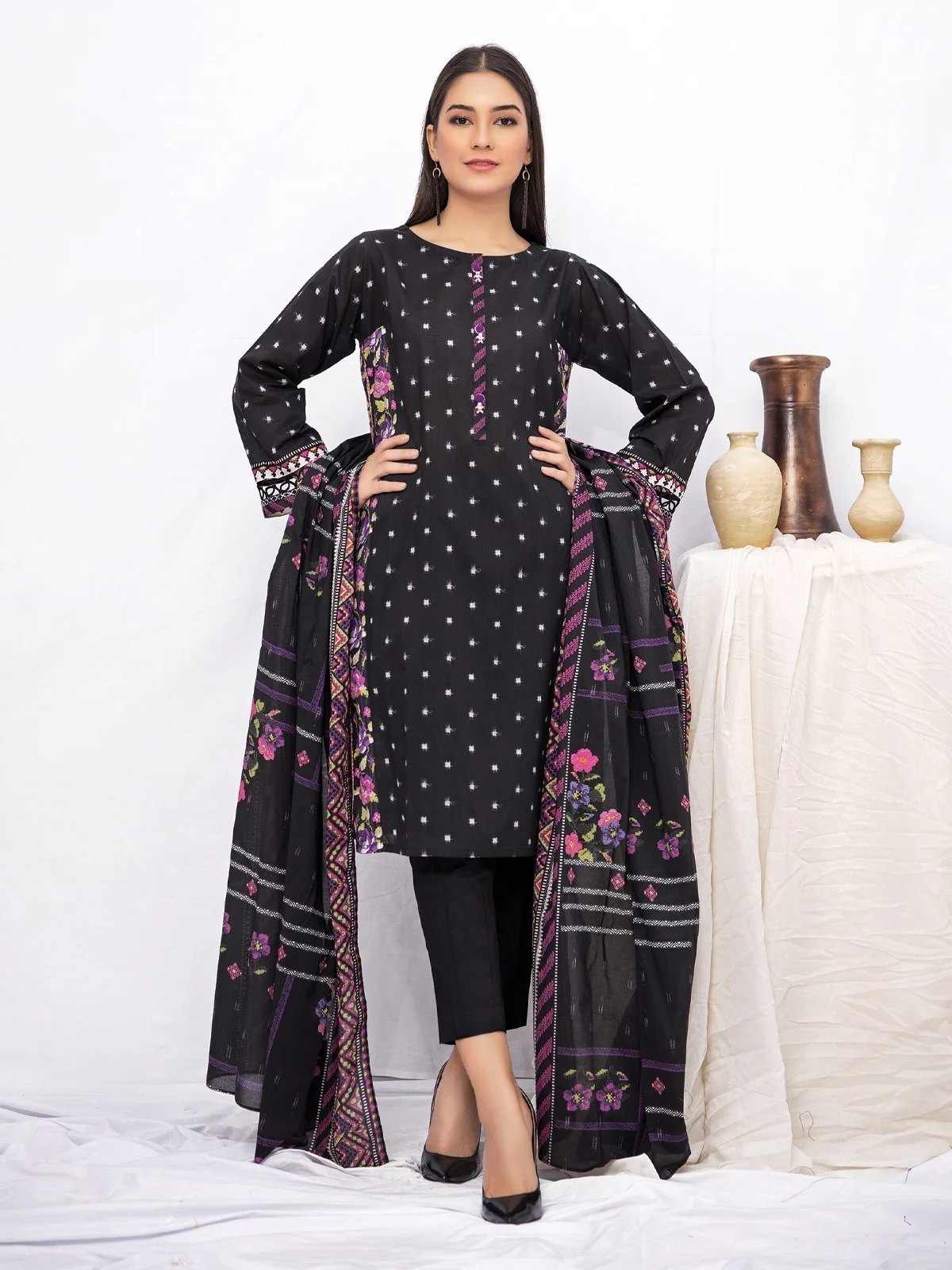 Printed Khaddar Shirt Dupatta - EWU21A9-21531