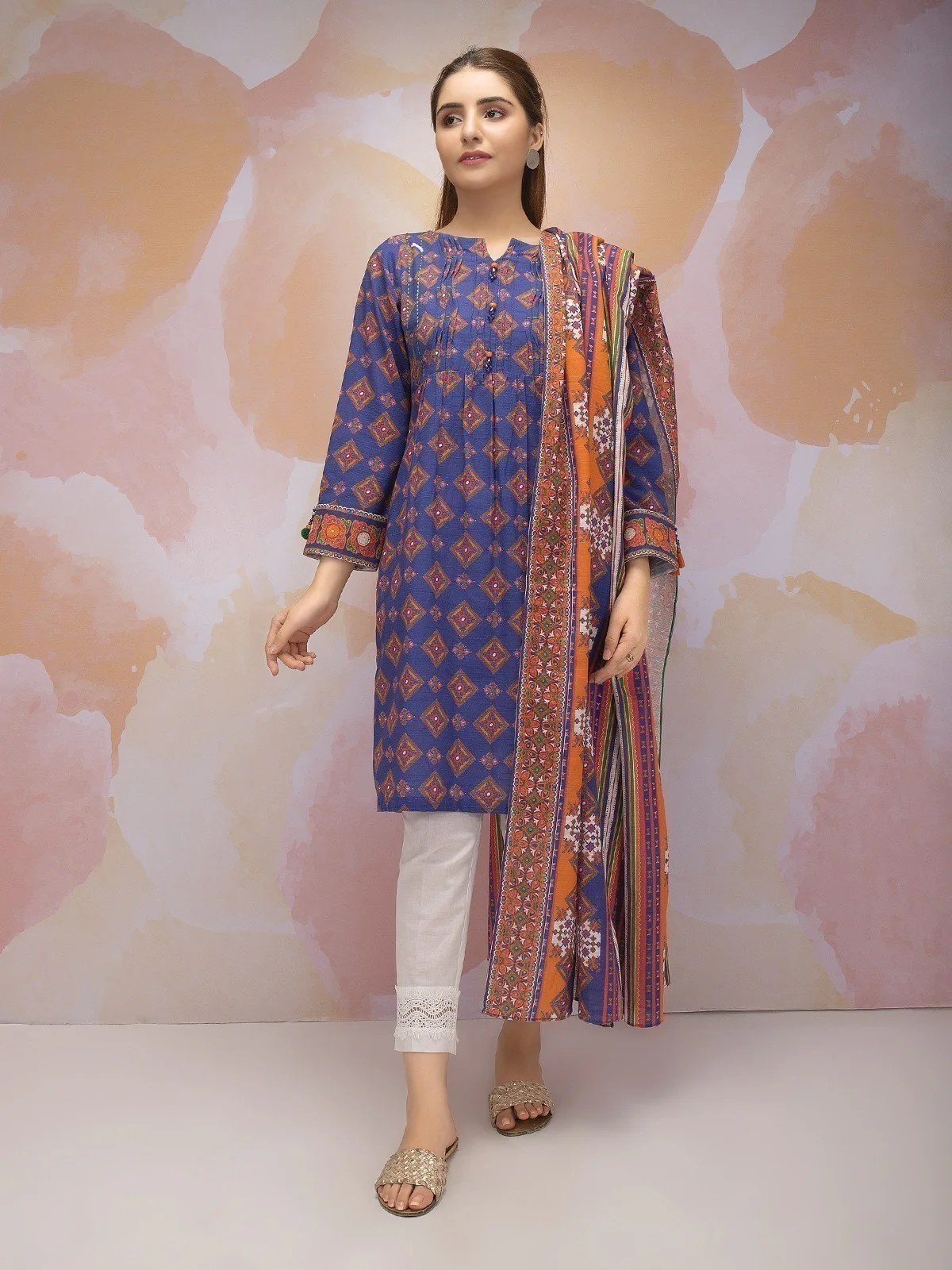 Printed Khaddar Shirt Dupatta - EWU21A9-21533
