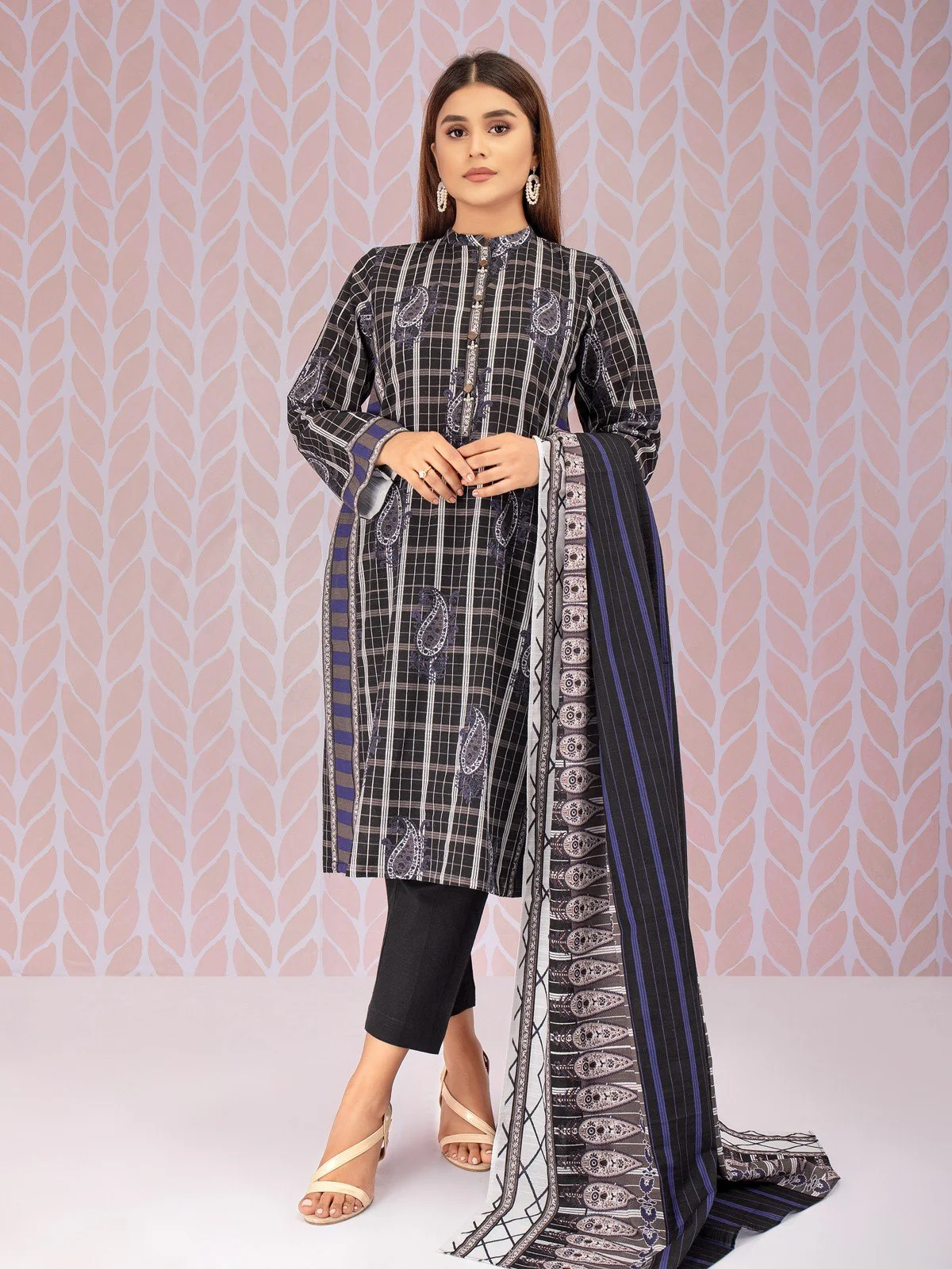 Printed Khaddar Shirt Dupatta - EWU21A9-21538