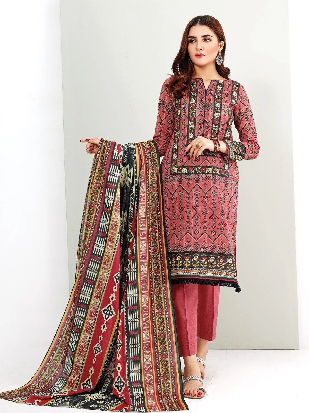 Printed Khaddar Shirt Dupatta - EWU21A9-21544