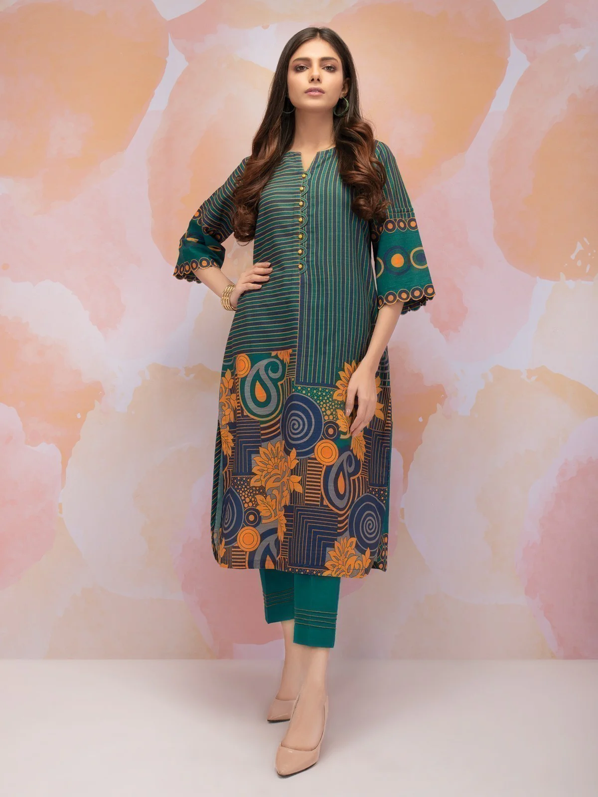 Printed Khaddar Shirt Trouser - EWU21A9-21552